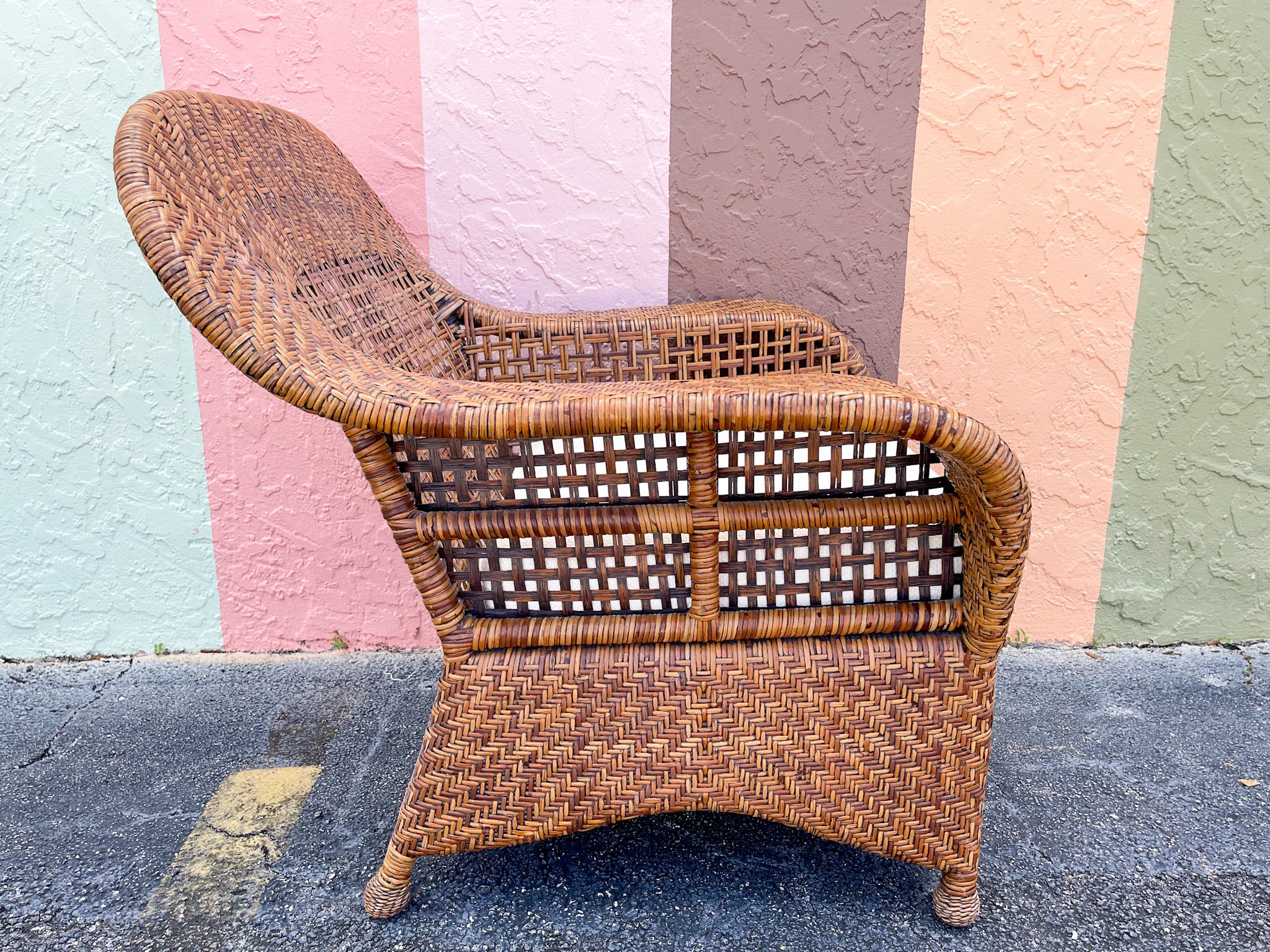 Pair of Woven Rattan Lounge Chairs - Image 3