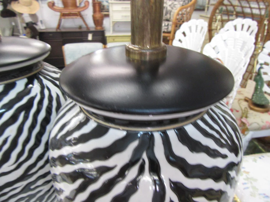 Pair of Zebra Pattern Lamps - Image 4