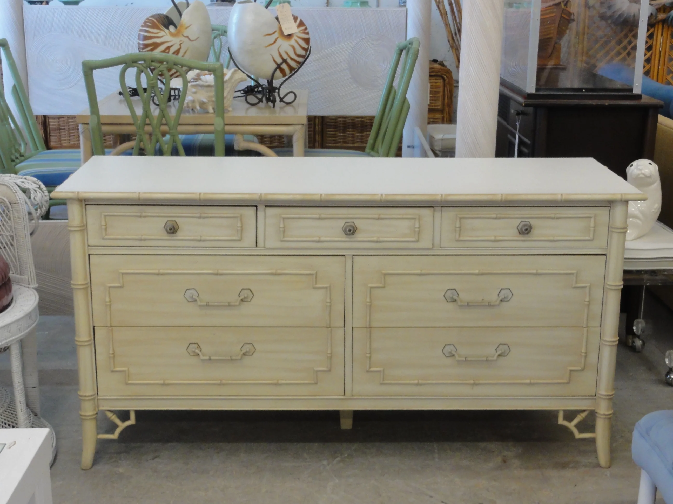 Palm Beach Chic Faux Bamboo Double Dresser - Image 2