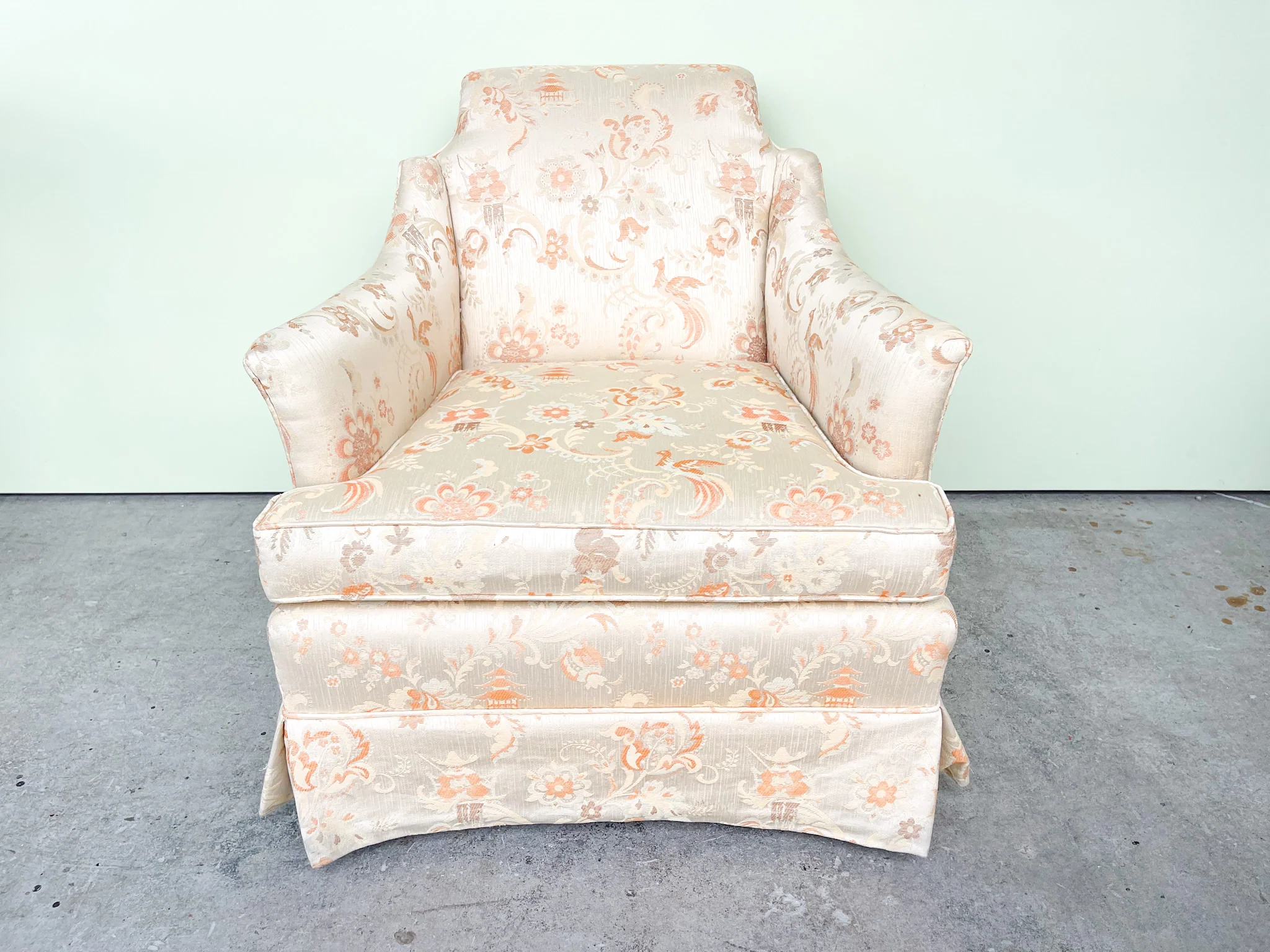Palm Beach Chic Upholstered Pagoda Arm Chair