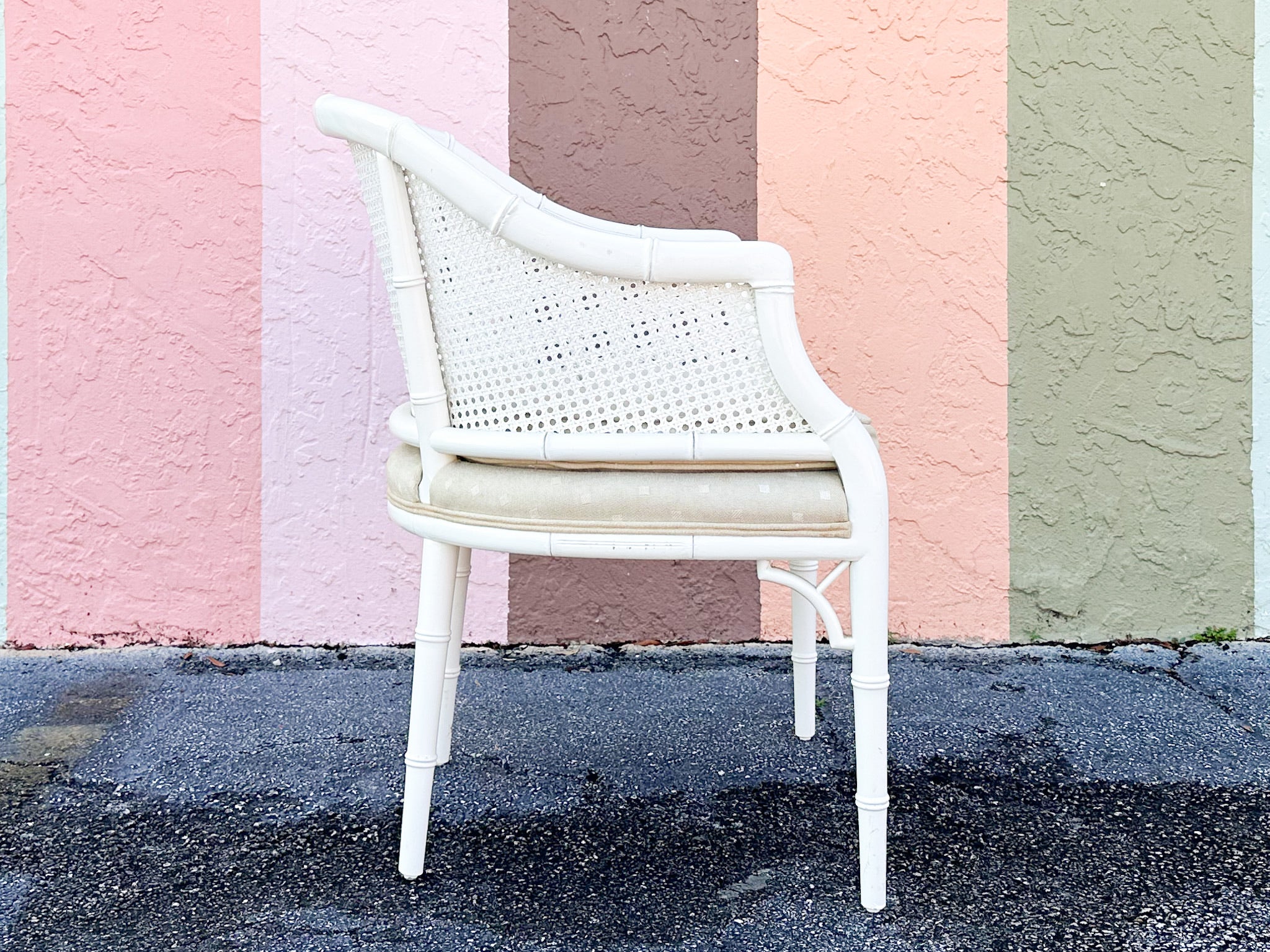 Palm Beach Faux Bamboo and Cane Barrel Chair - Image 9
