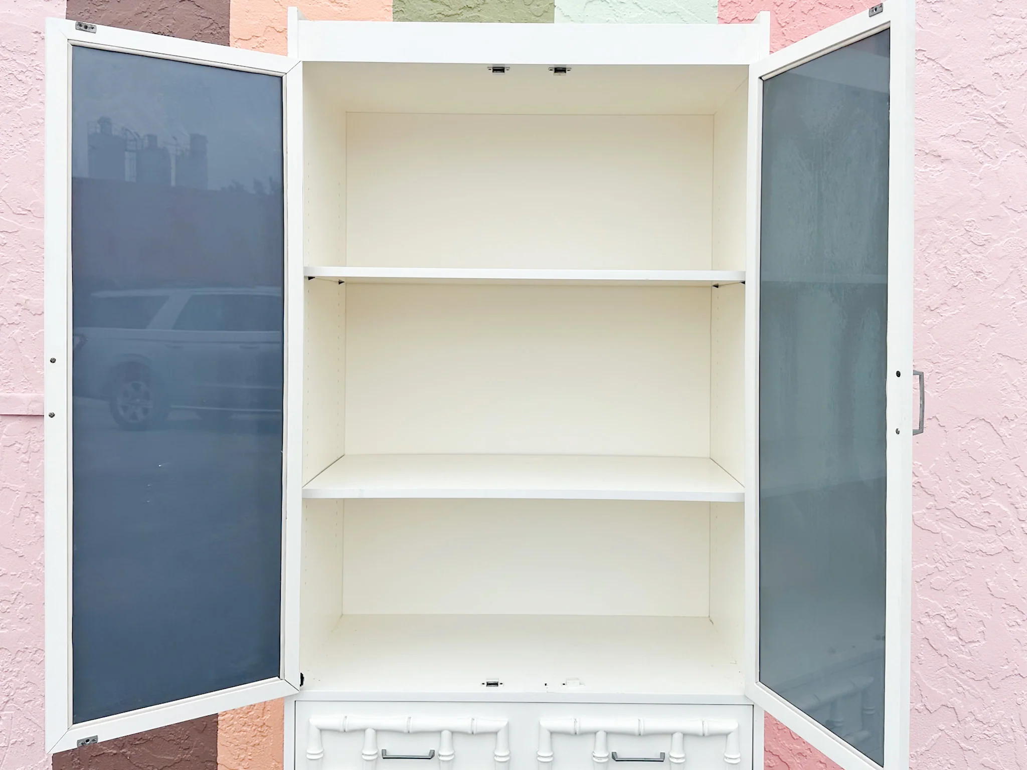 Palm Beach Faux Bamboo Mirrored Cabinet - Image 5