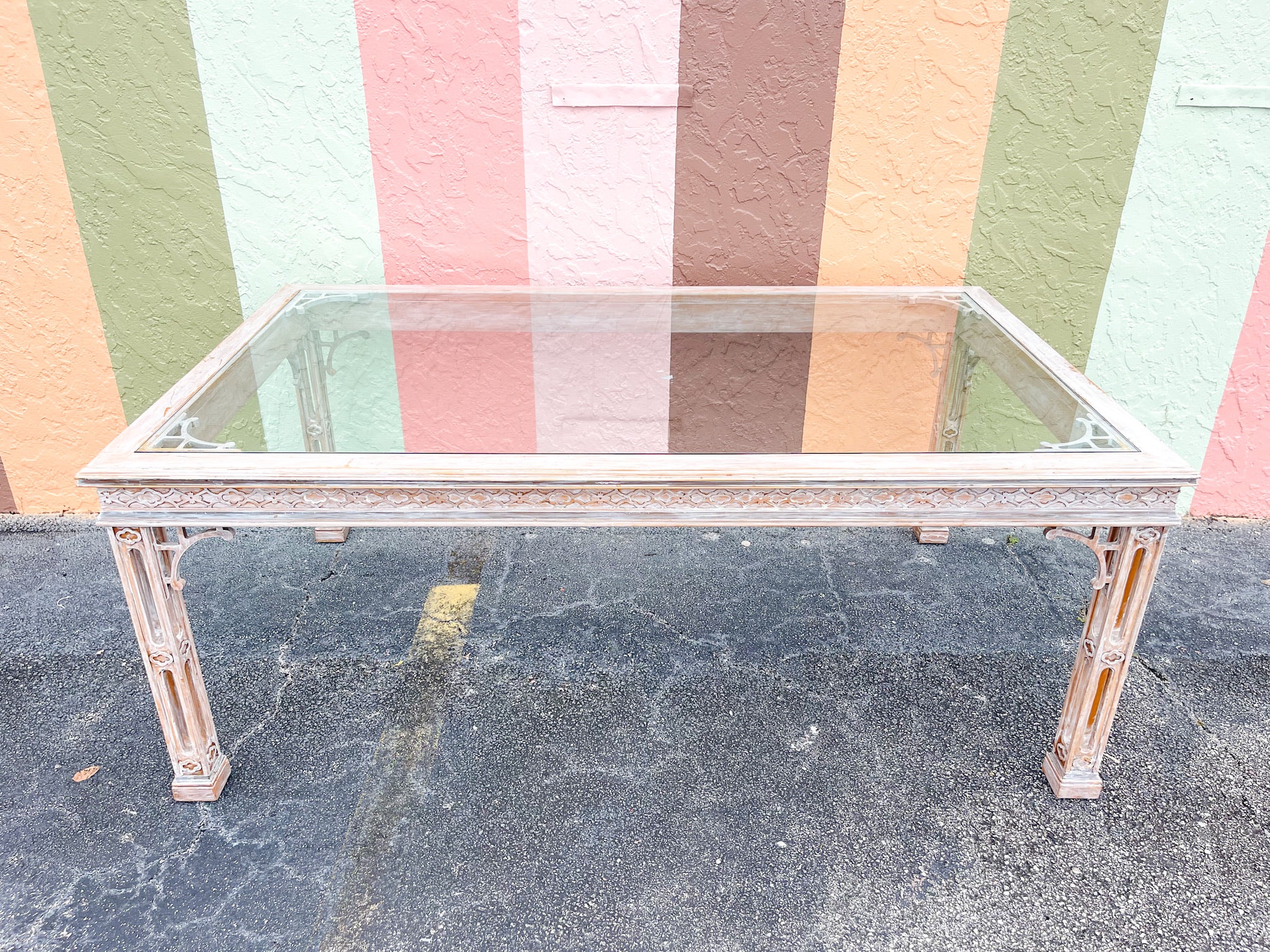 Palm Beach Regency Fretwork Dining Table - Image 2