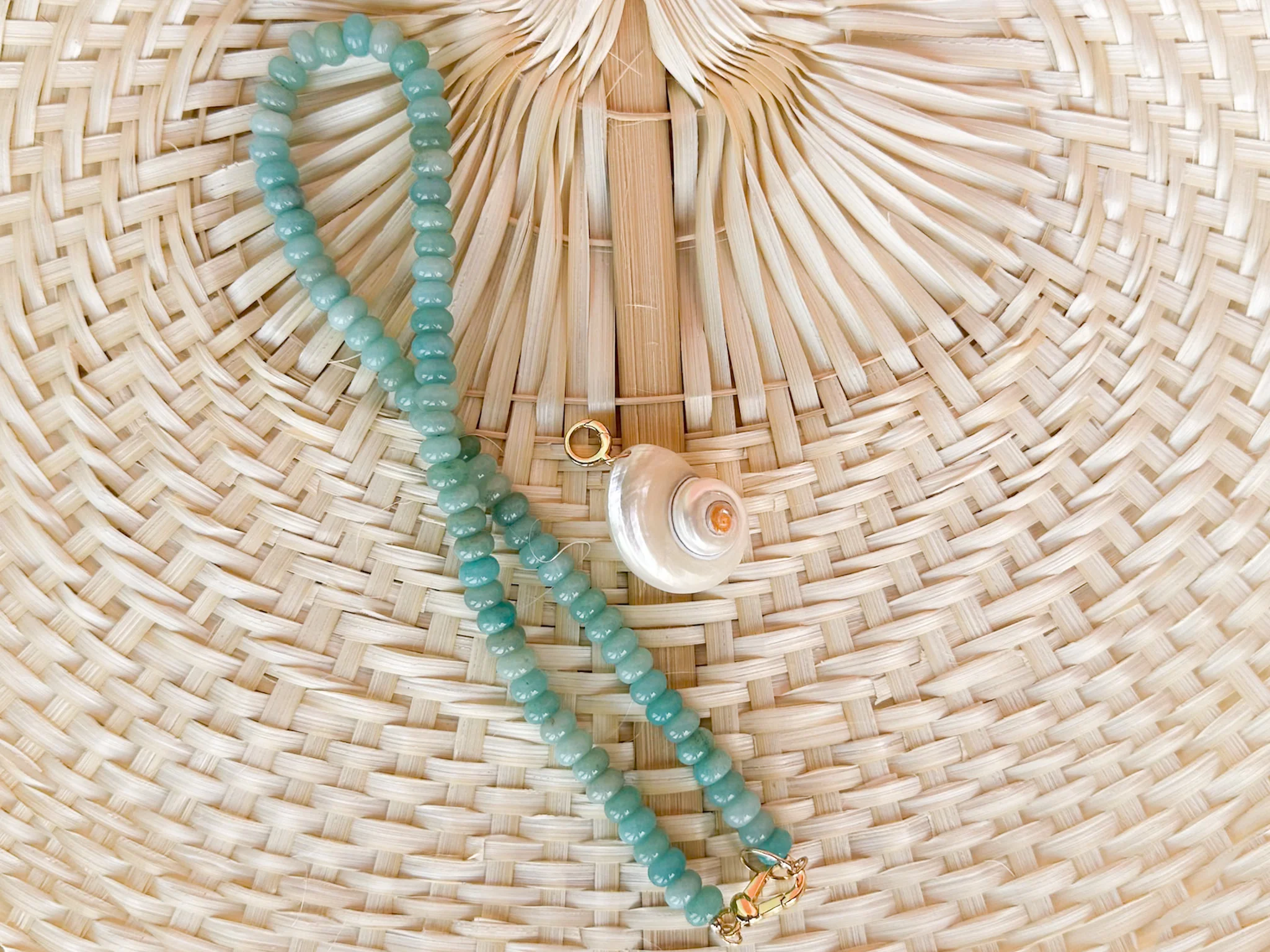 Palm Beach Regency Shell and Gemstone Necklace - Aqua Amazonite - Image 2