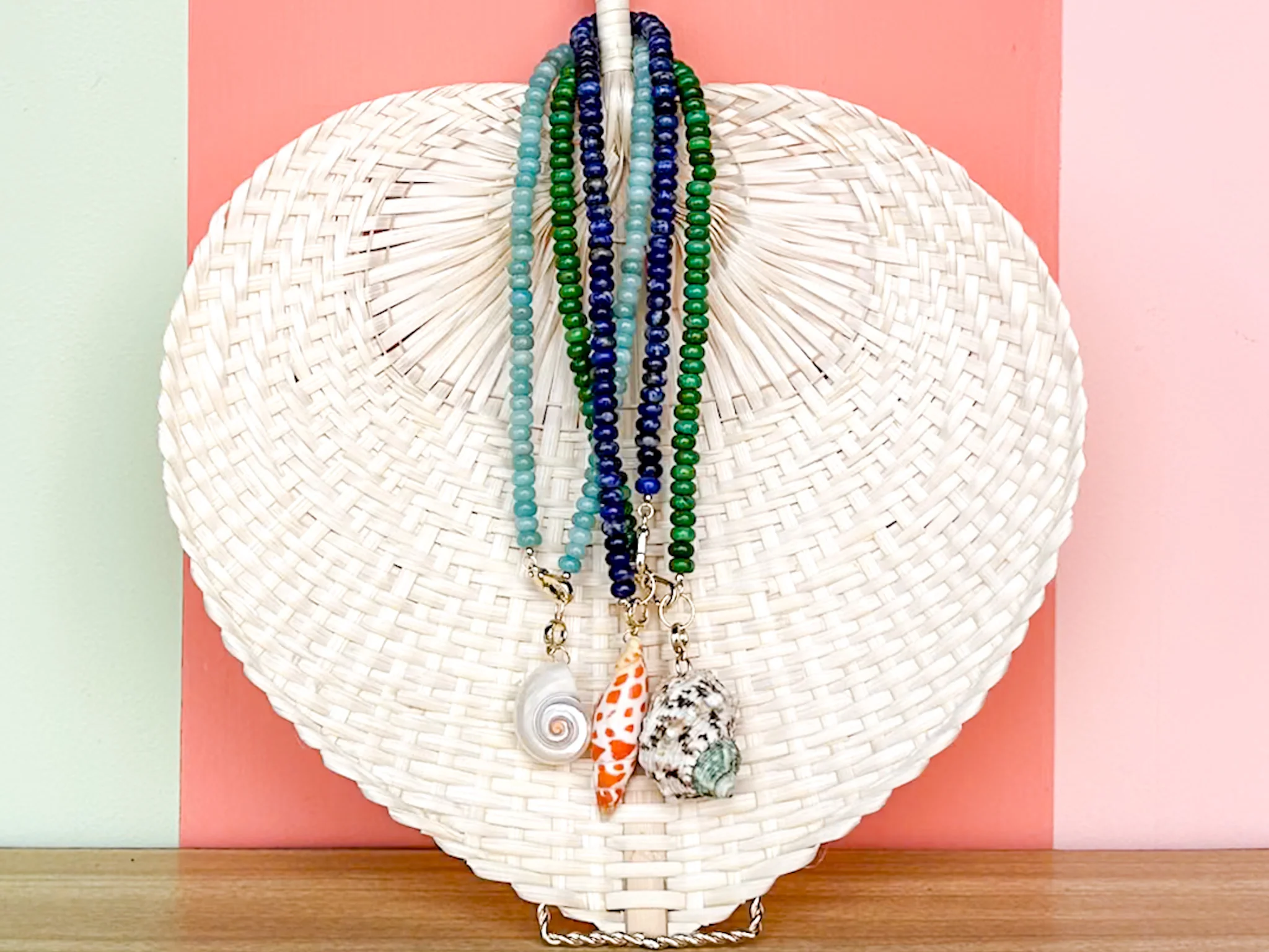 Palm Beach Regency Shell and Gemstone Necklace - Green Turquoise - Image 3