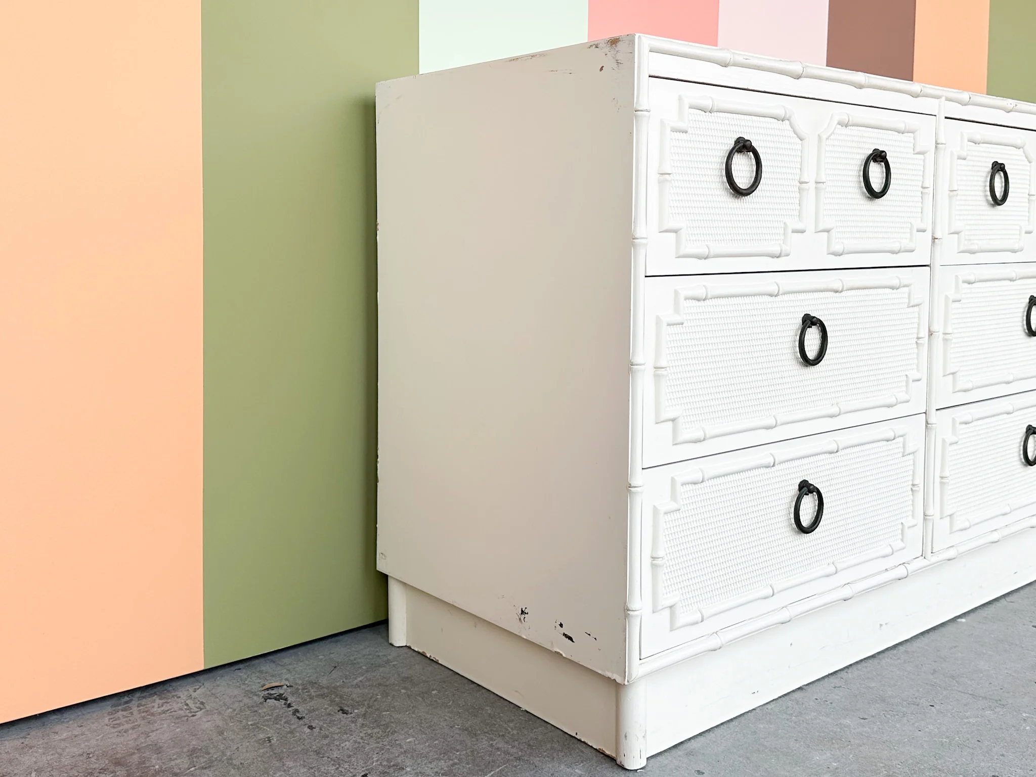 Palm Beach Style Faux Bamboo Double Dresser - Image 5