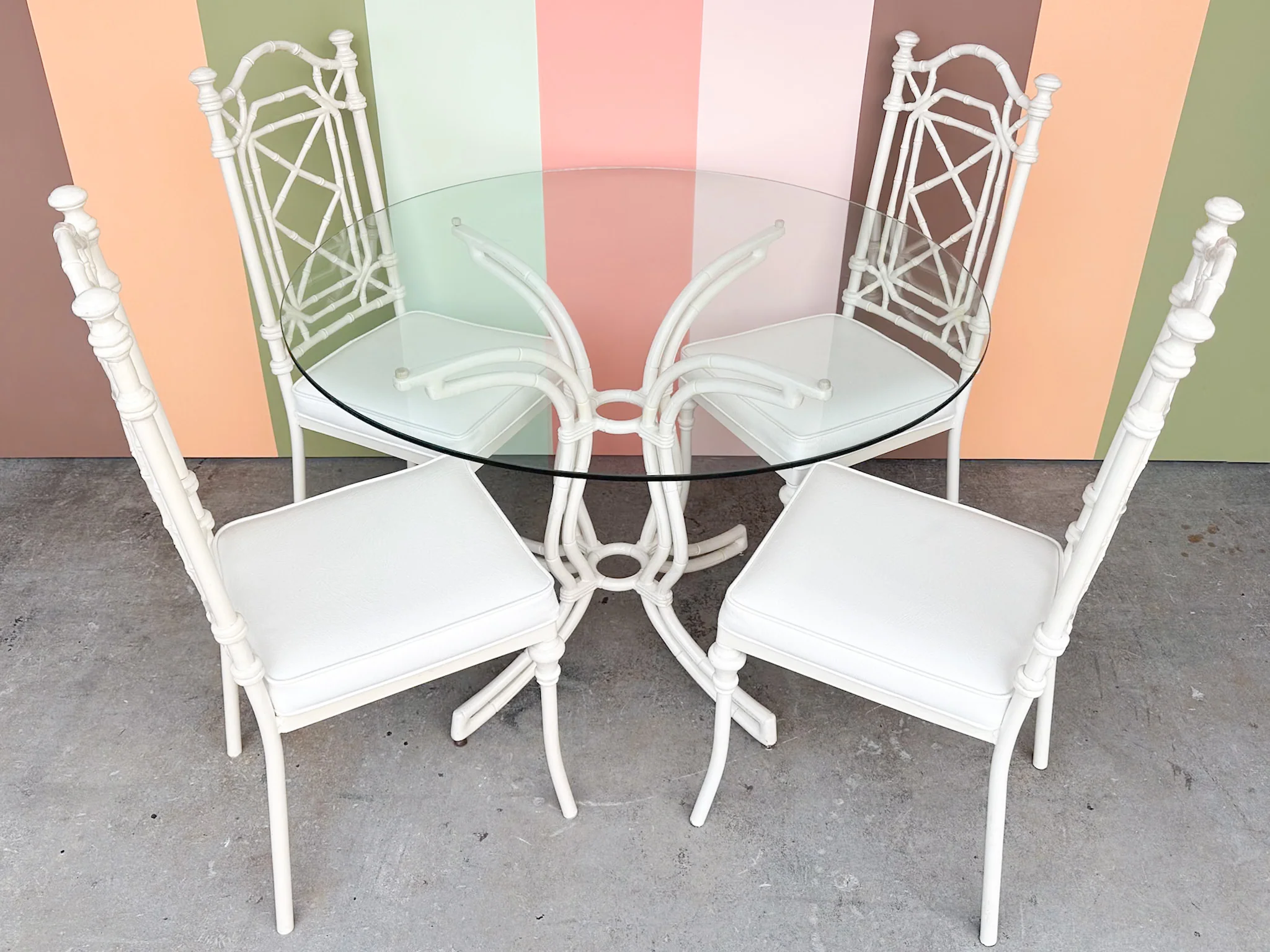 Palm Beach Style Faux Bamboo Outdoor Dining Set - Image 2