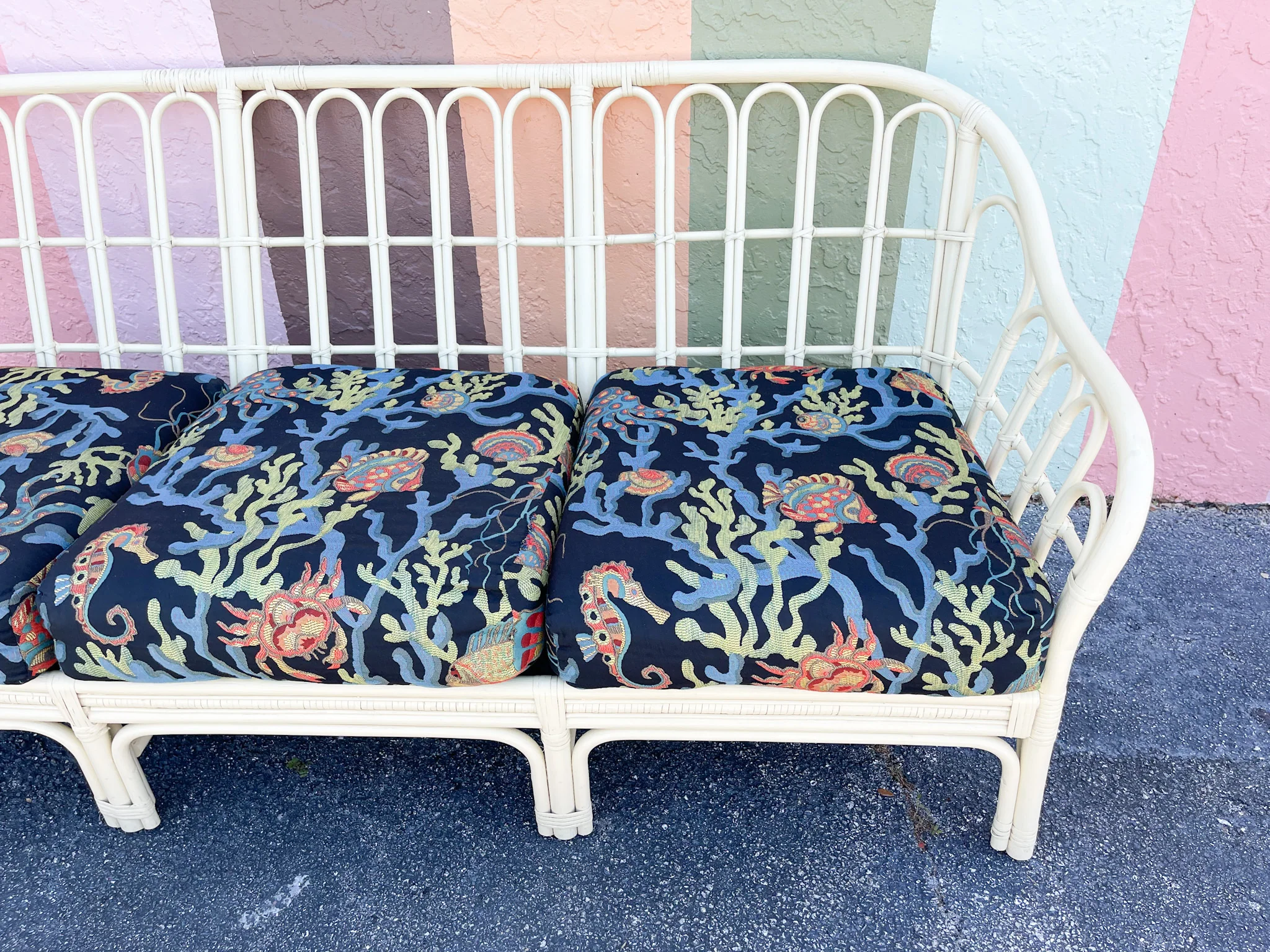 Palm Beachy Rattan Sofa - Image 6