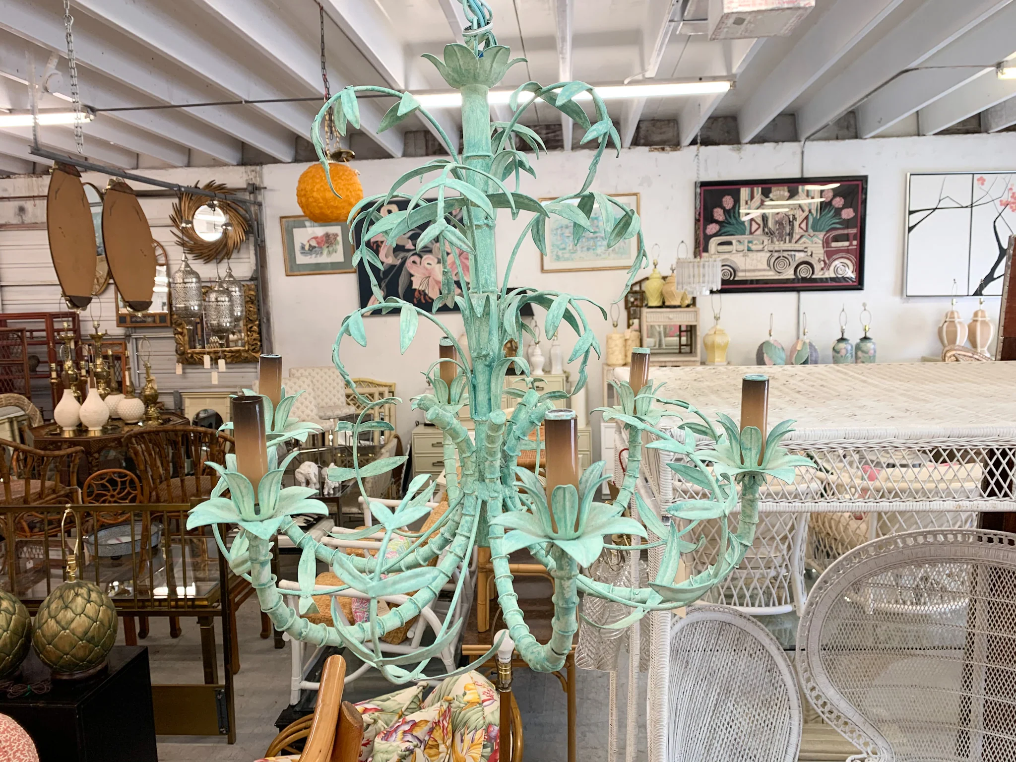 Palm Beachy Tole Chandelier