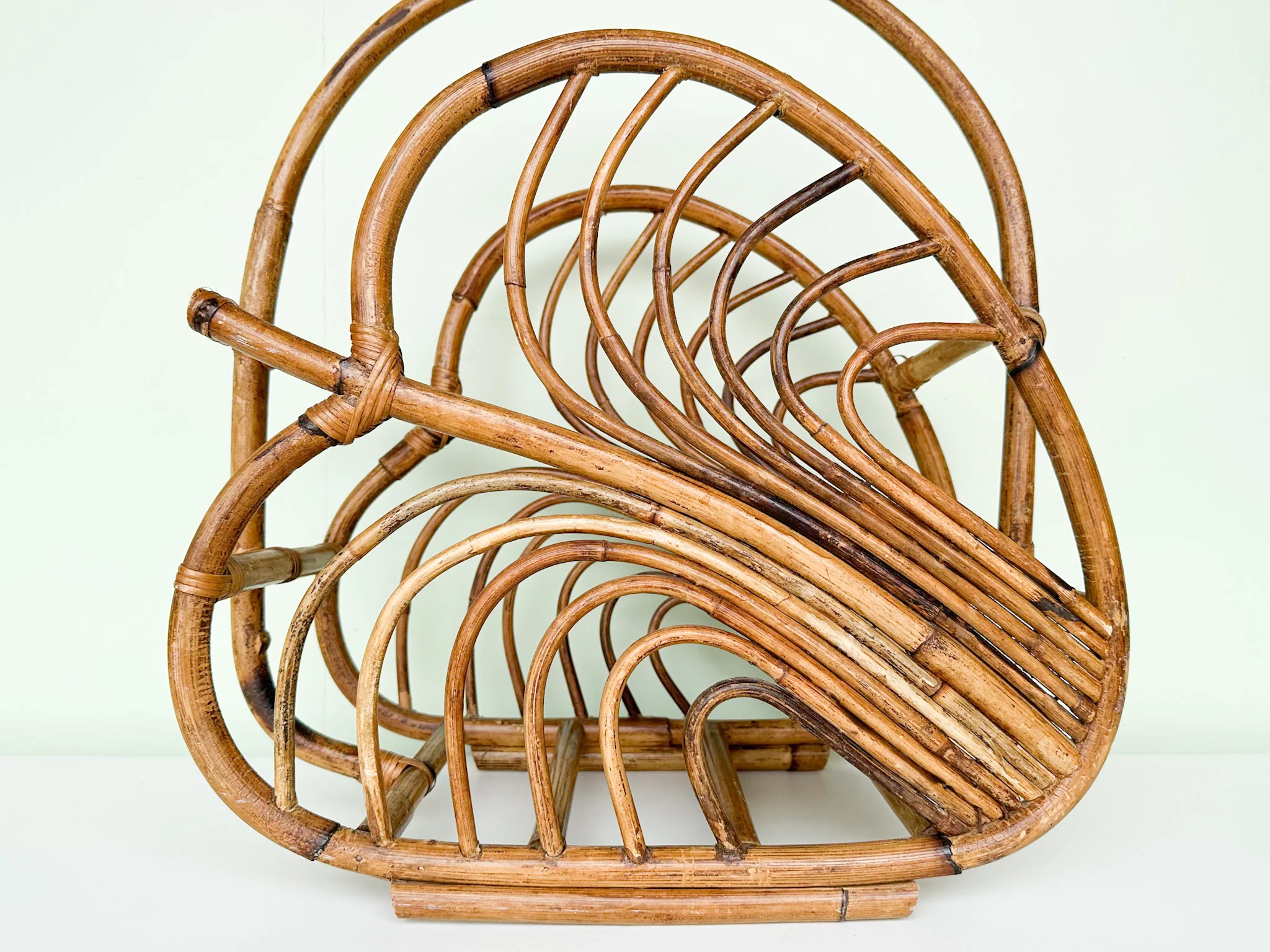Palm Frond Rattan Magazine Rack - Image 3
