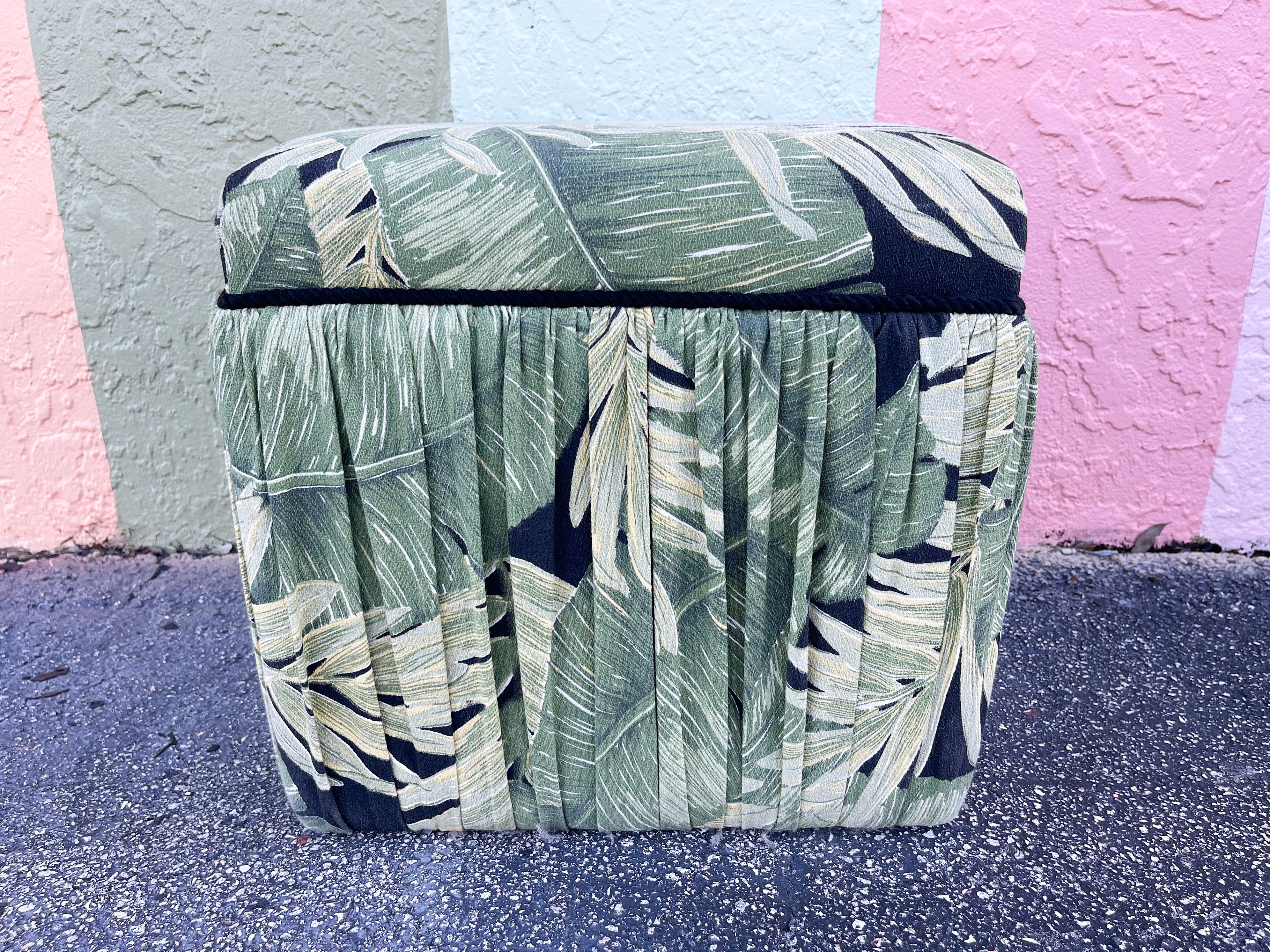 Ruched Palm Leaf Pouf - Image 2