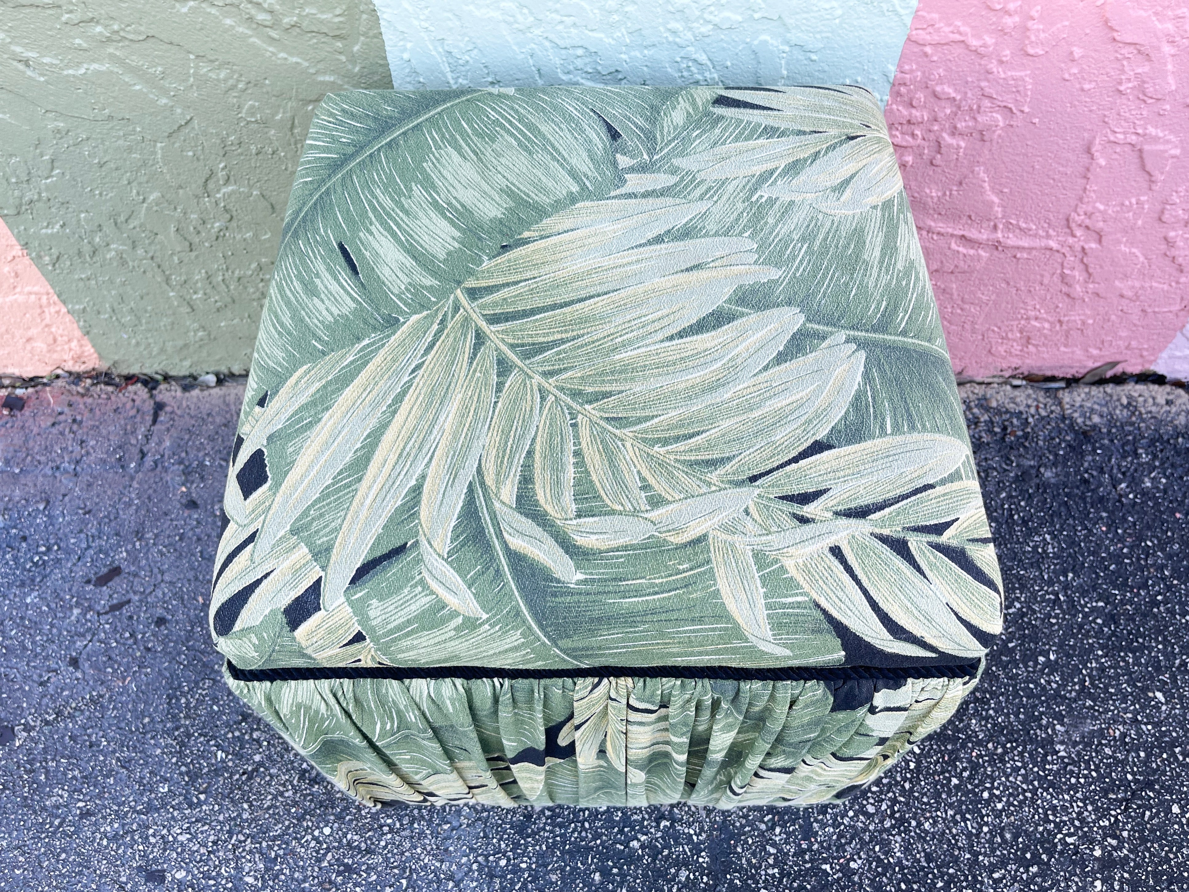 Ruched Palm Leaf Pouf - Image 4