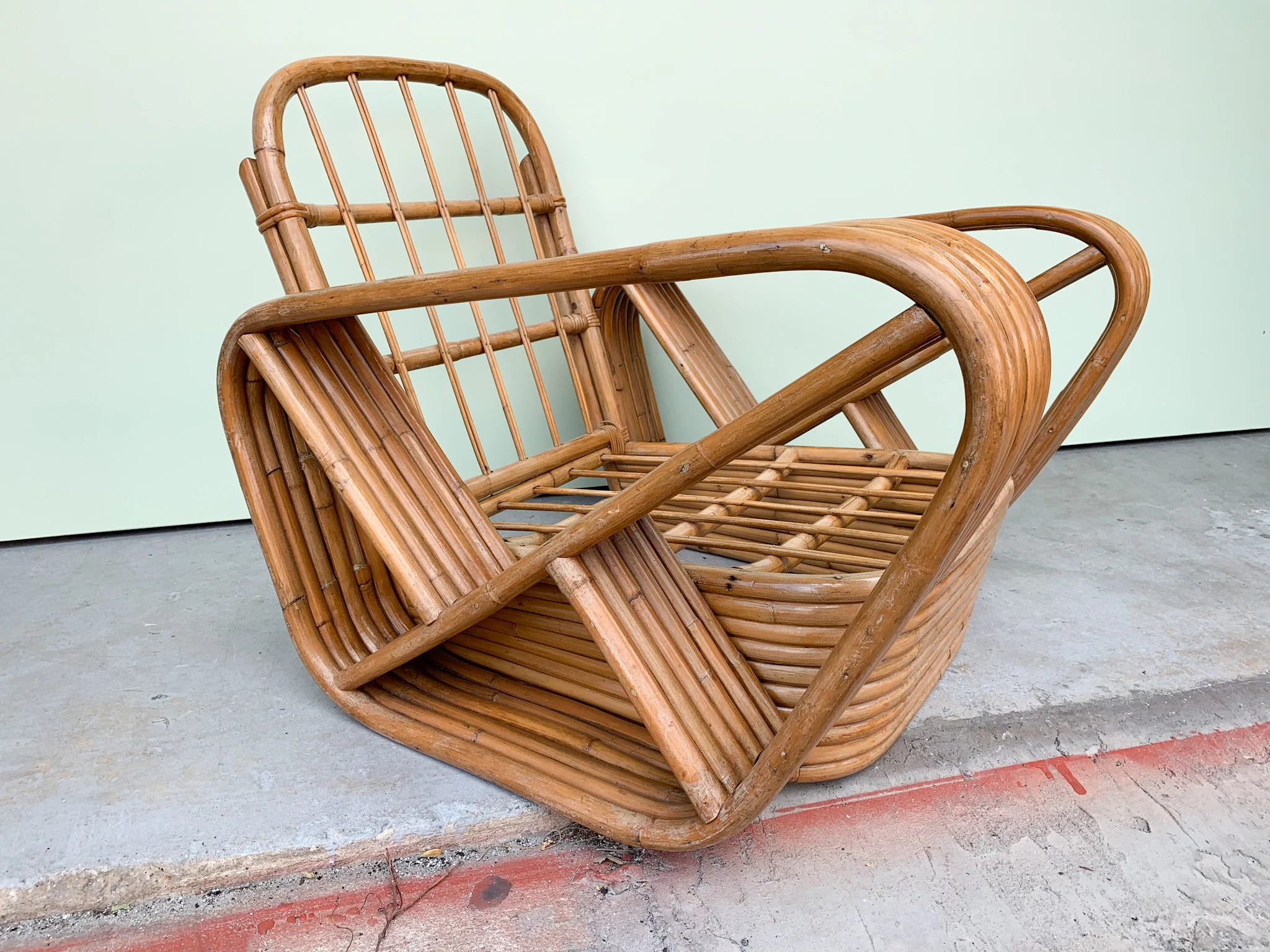 Paul Frankl Six Band Rattan Pretzel Chair - Image 2