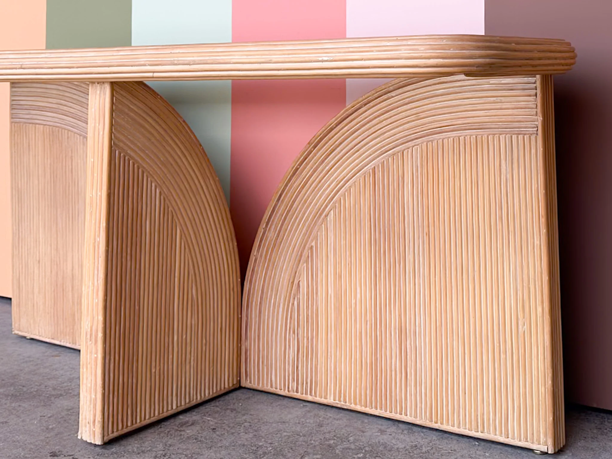 Pencil Reed Rattan Curved Console - Image 4