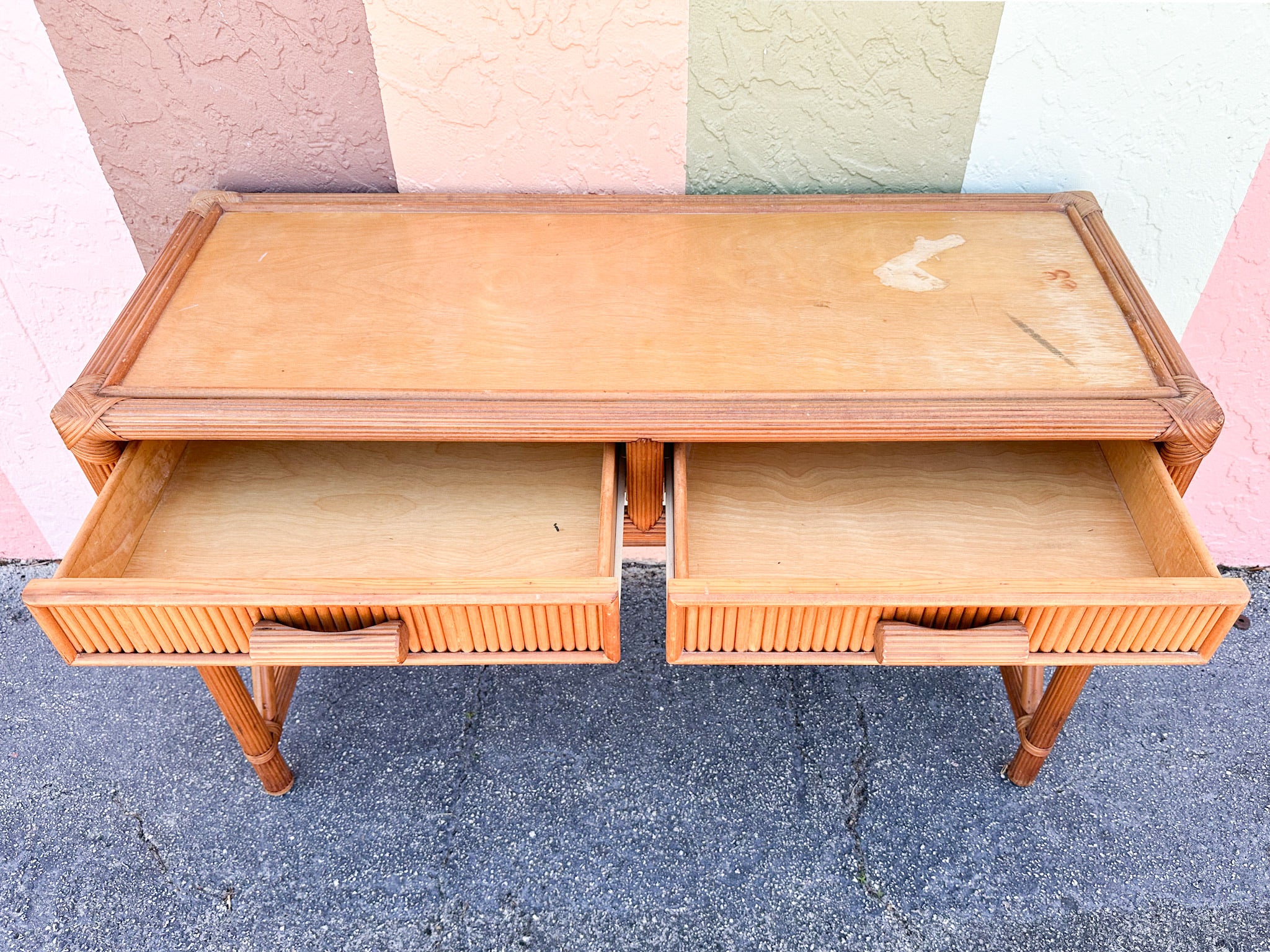 Pencil Reed Rattan Chippendale Desk - Image 6