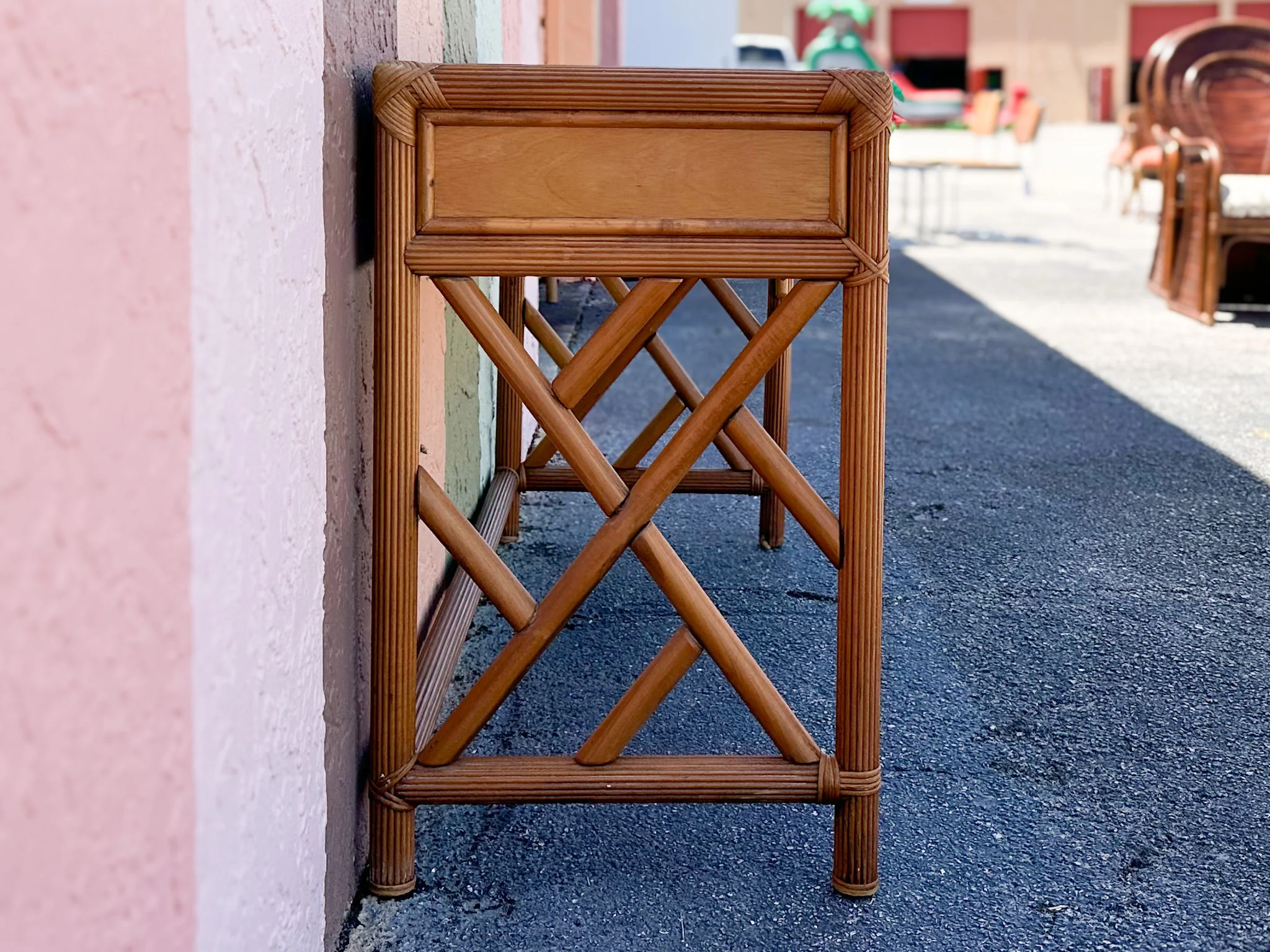 Pencil Reed Rattan Chippendale Desk - Image 9