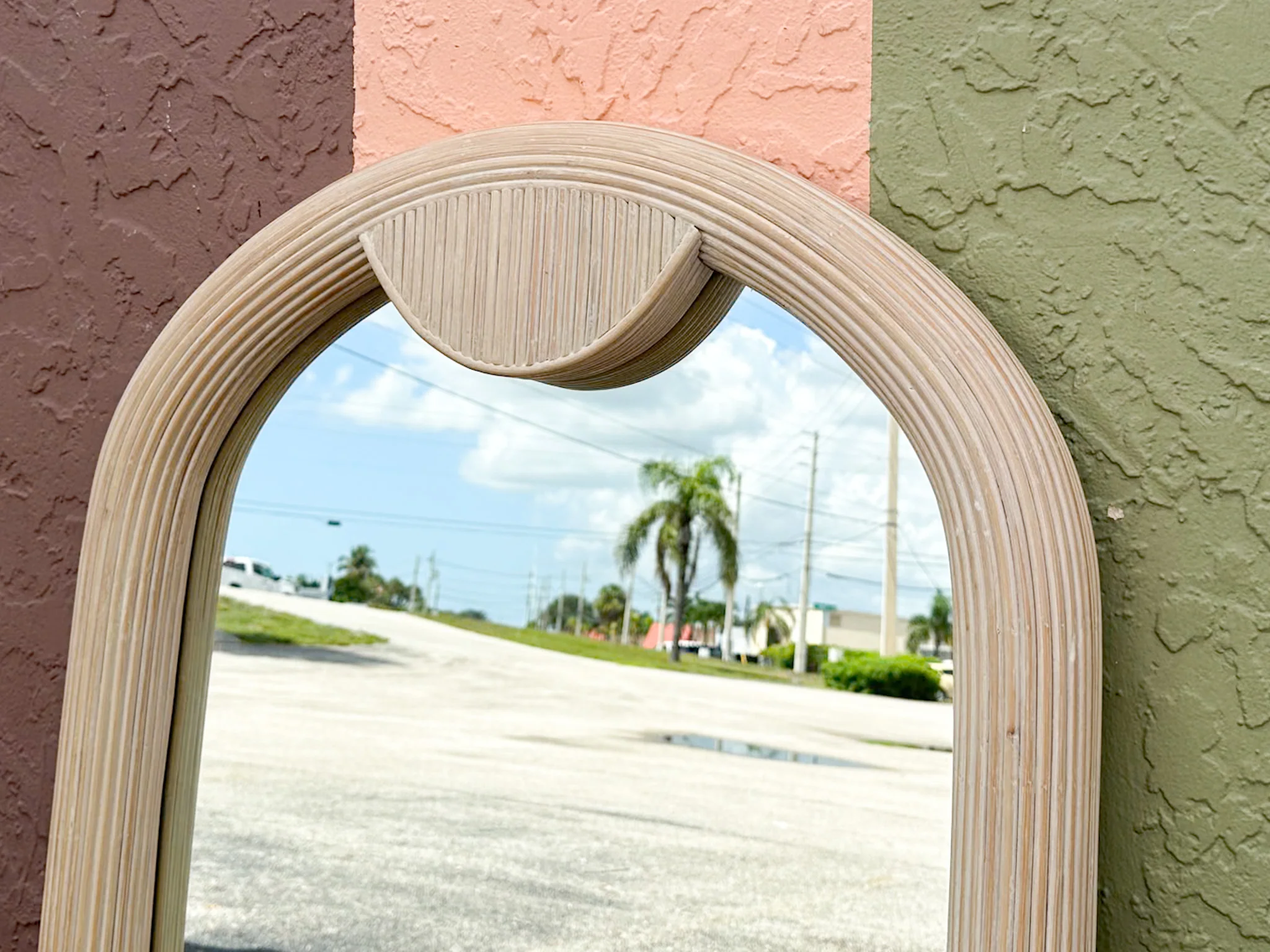 Pencil Reed Rattan Mirror - Image 2