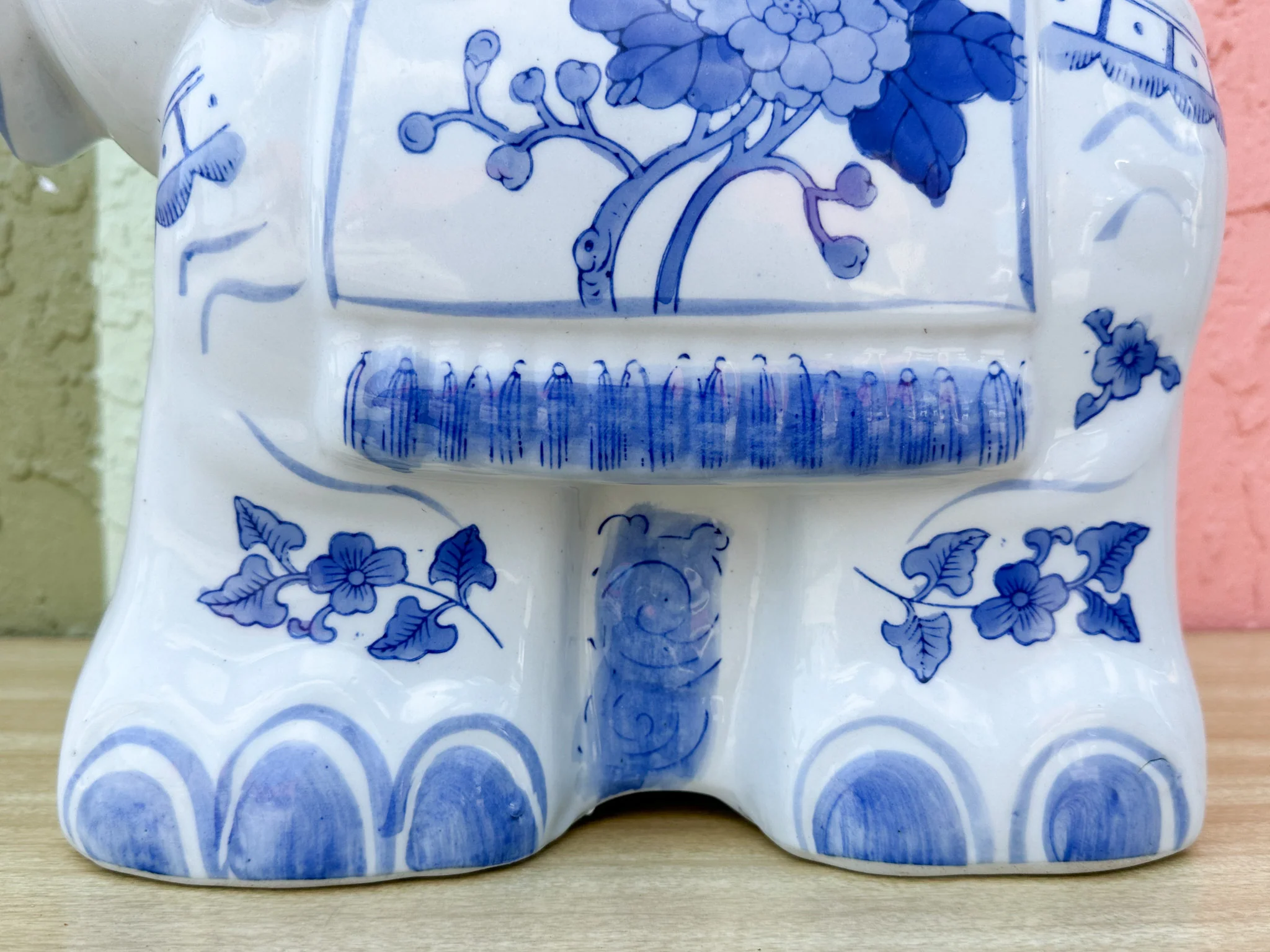 Petite Blue and White Elephant Garden Seat - Image 8