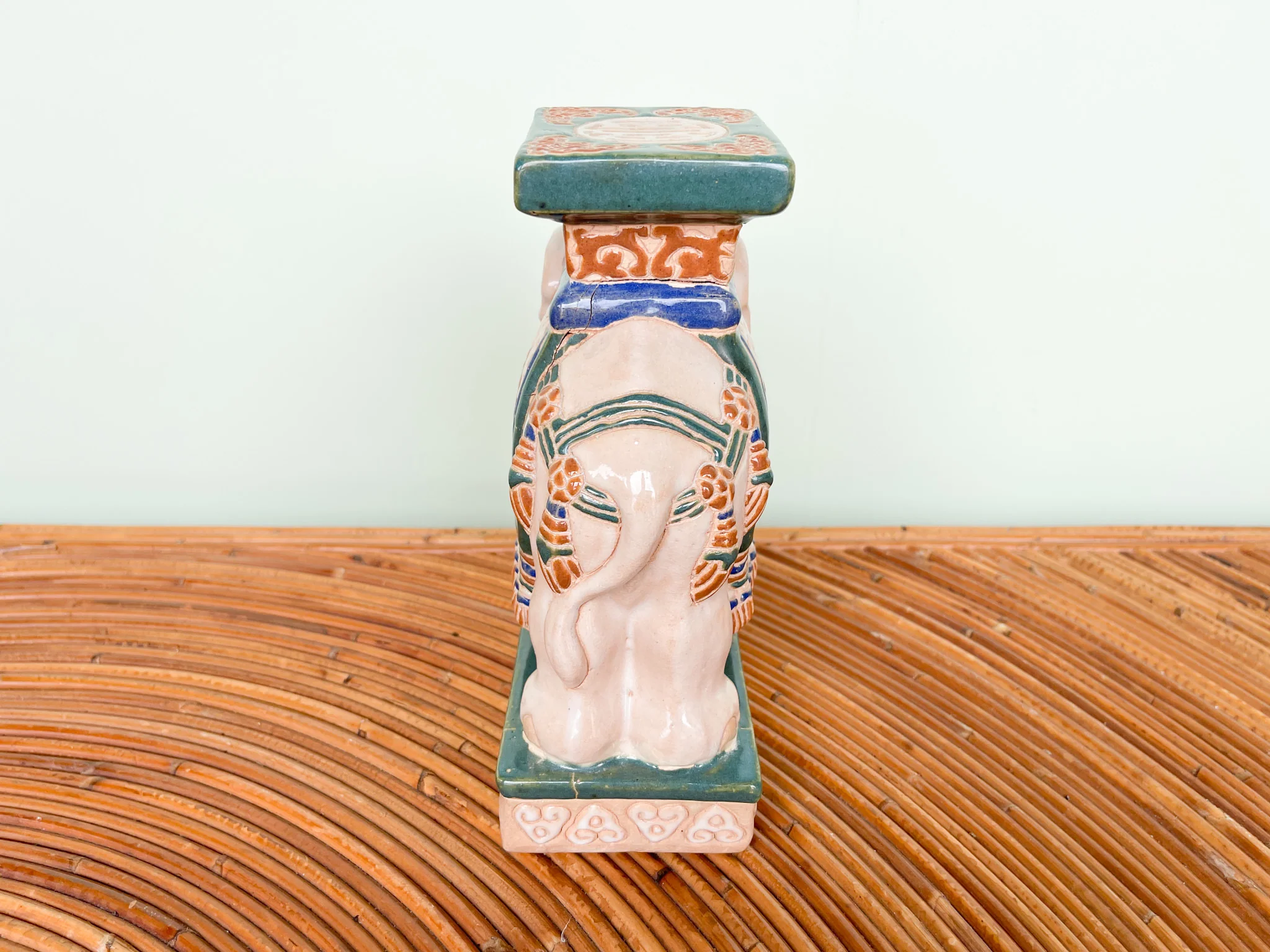 Petite Ceramic Elephant Garden Seat - Image 4