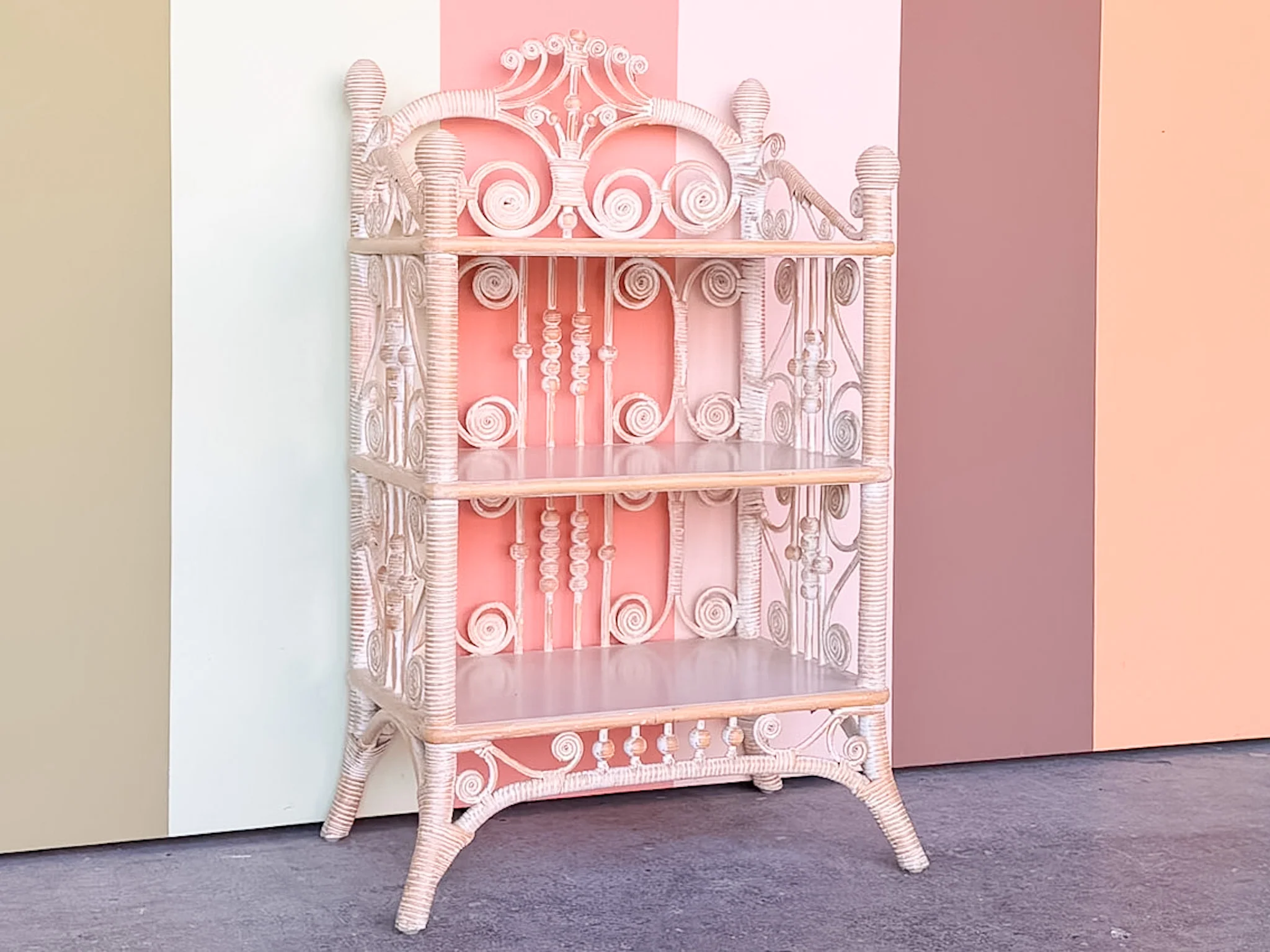 Petite Fiddlehead Wicker Etagere - Image 2