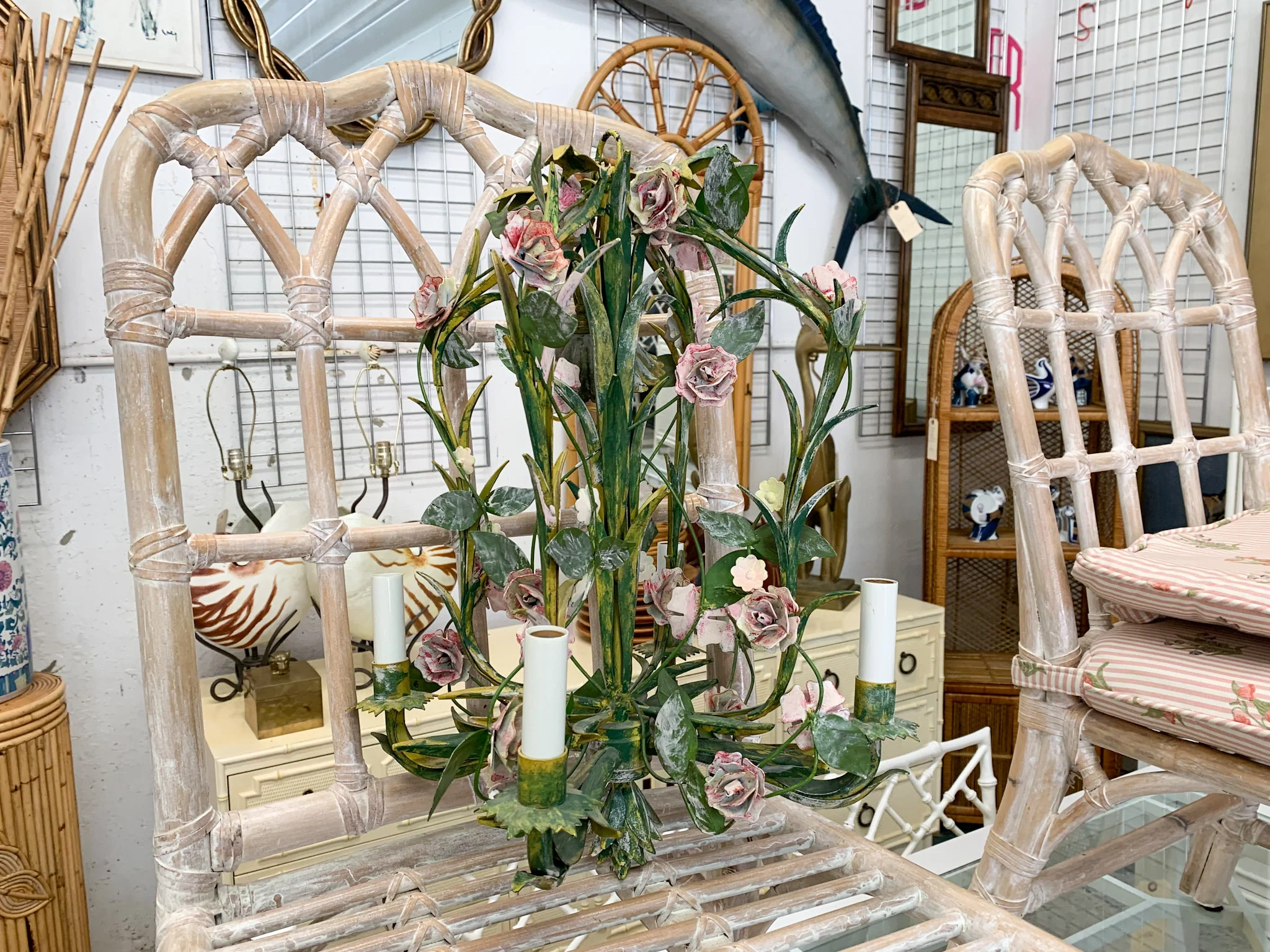 Petite Floral Tole Chandelier - Image 3