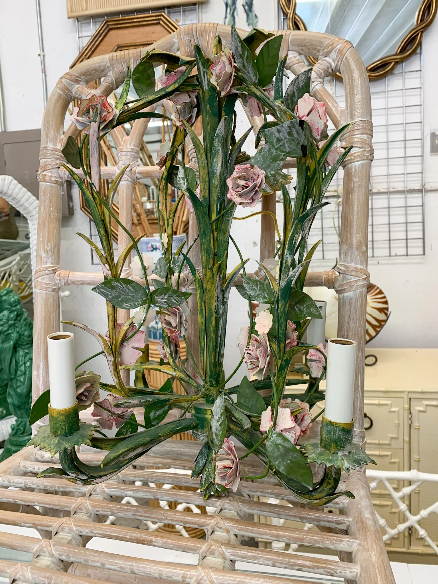 Petite Floral Tole Chandelier - Image 4