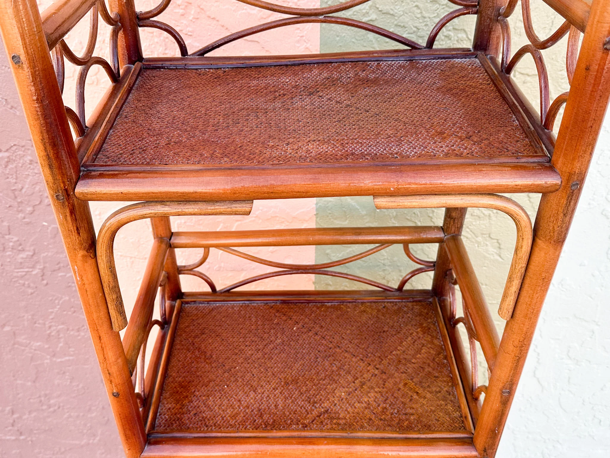 Petite Handsome Rattan Etagere - Image 5