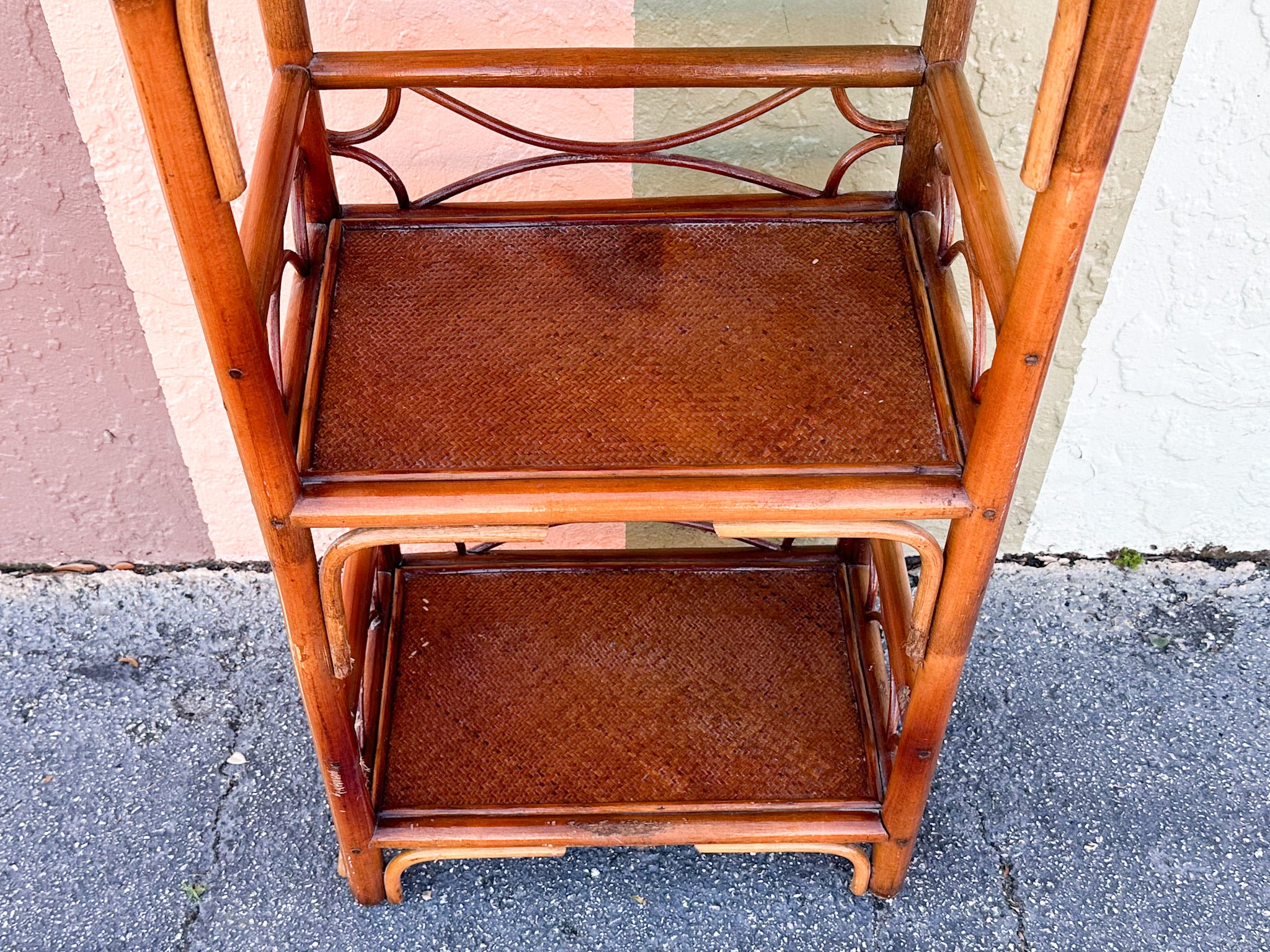 Petite Handsome Rattan Etagere - Image 6