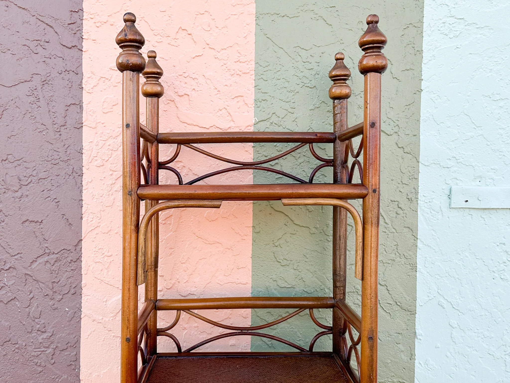 Petite Handsome Rattan Etagere - Image 7