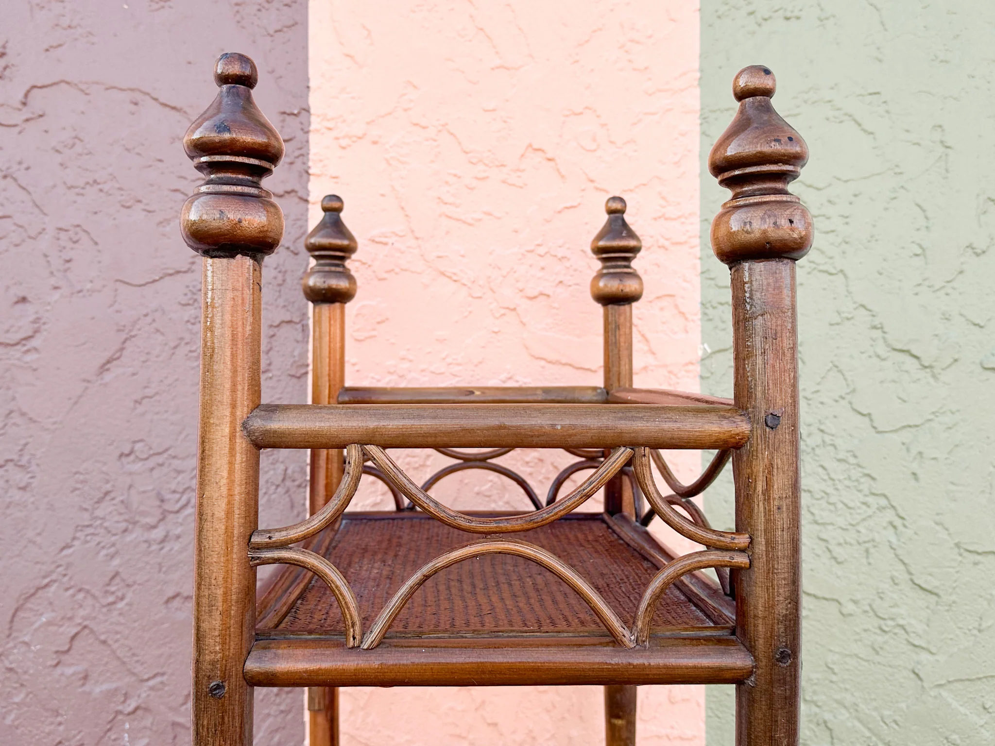 Petite Handsome Rattan Etagere - Image 8
