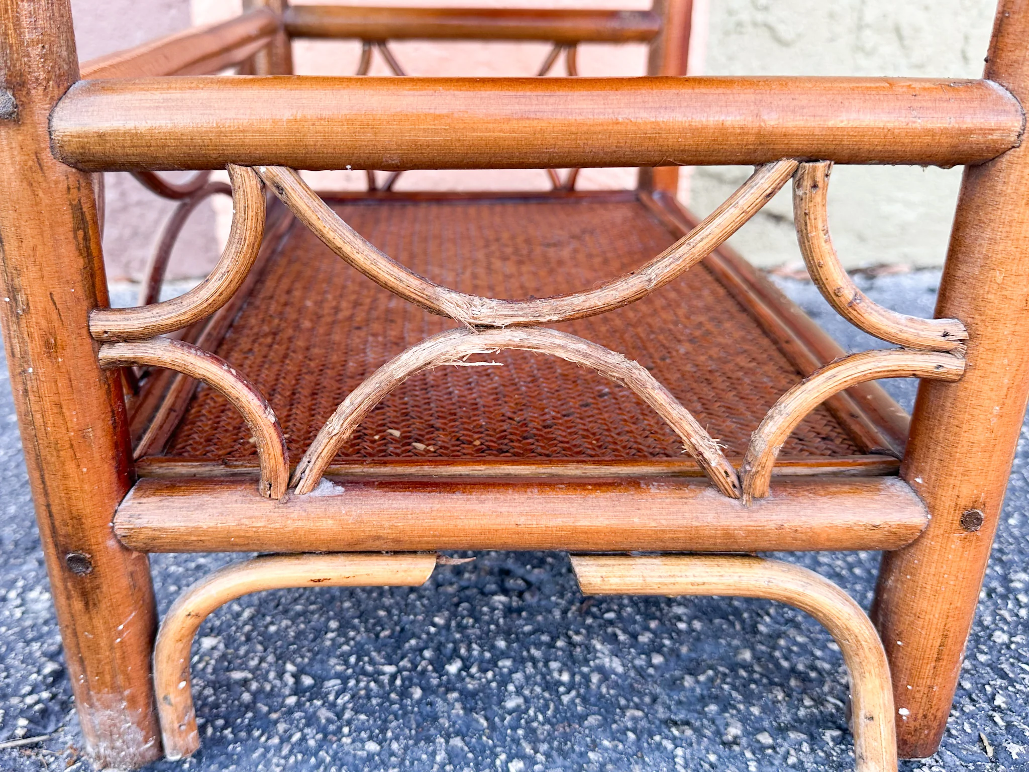 Petite Handsome Rattan Etagere - Image 9