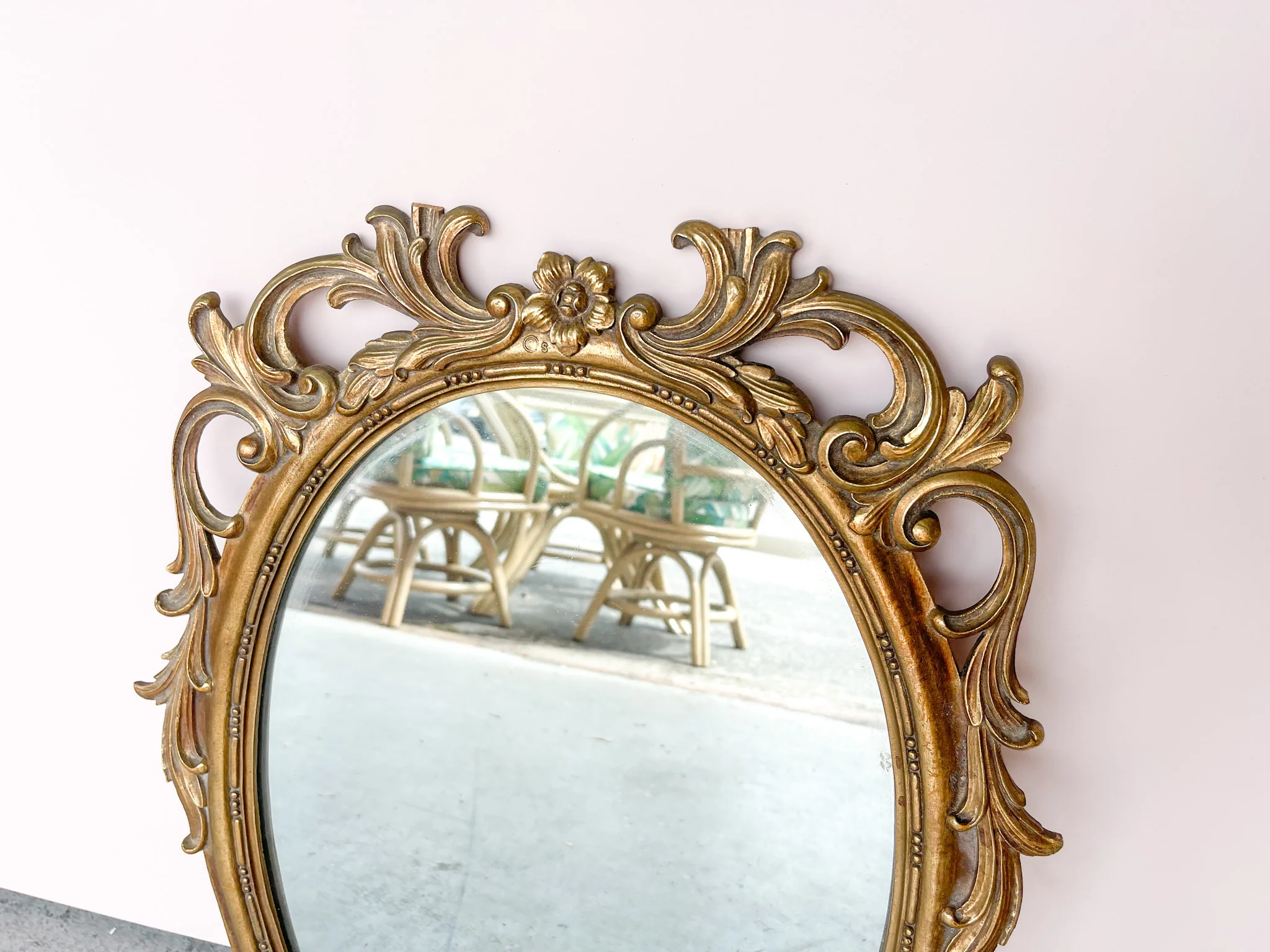 Petite Hollywood Regency Carved Mirror - Image 2
