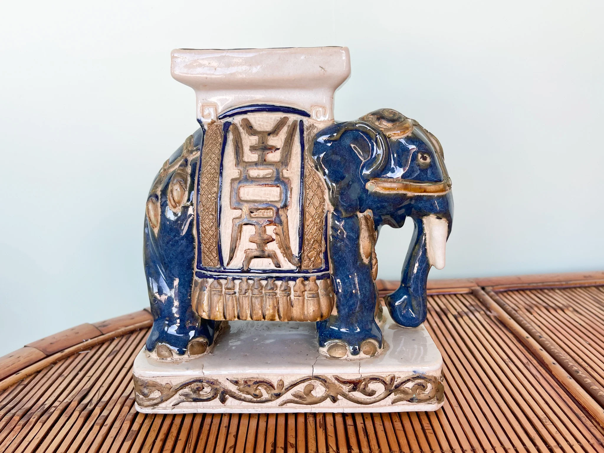 Petite Navy Elephant Garden Seat