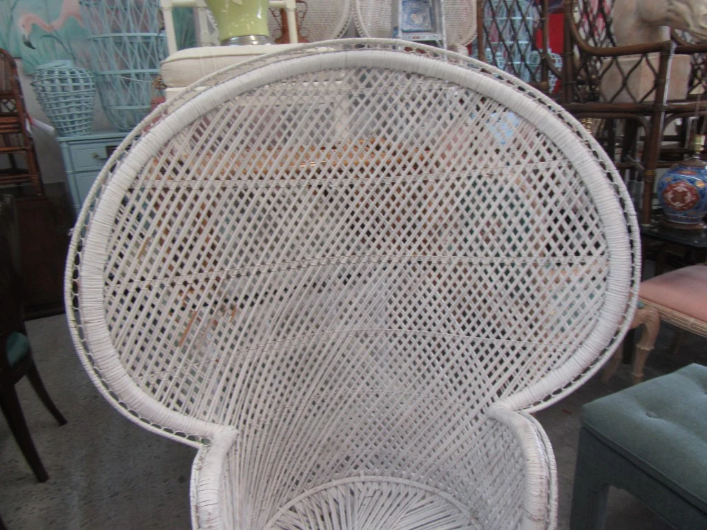 Petite Painted Rattan Fan Chair - Image 6