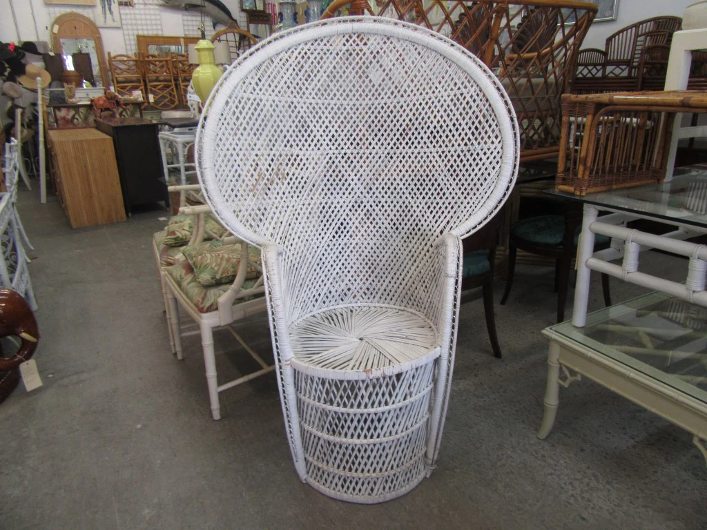 Petite Painted Rattan Fan Chair - Image 7