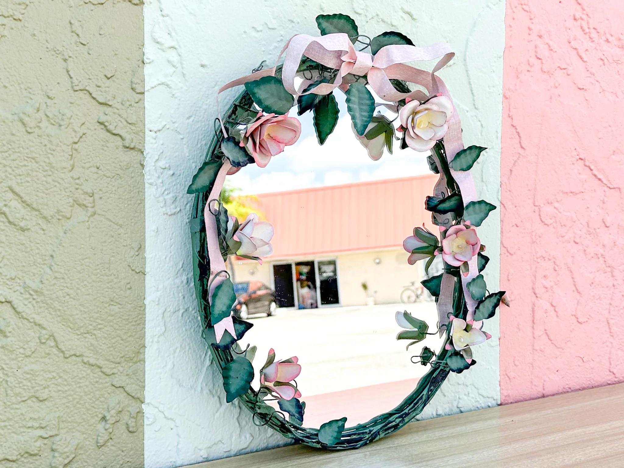 Petite Tole Bow and Rose Mirror - Image 7