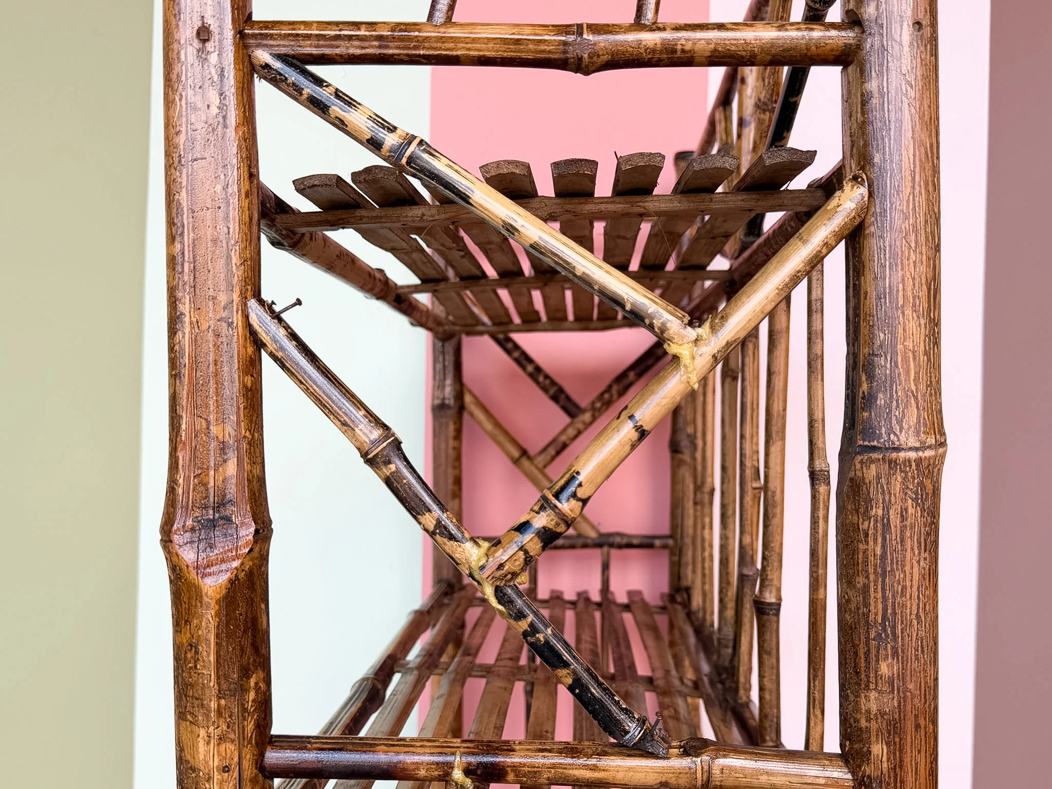Petite Tortoiseshell Rattan Etagere - Image 12
