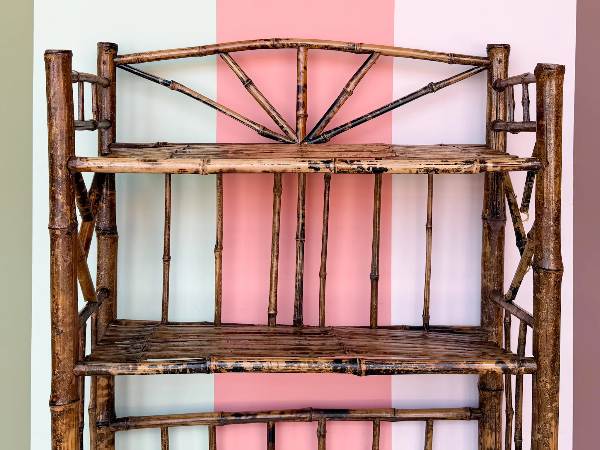 Petite Tortoiseshell Rattan Etagere - Image 3