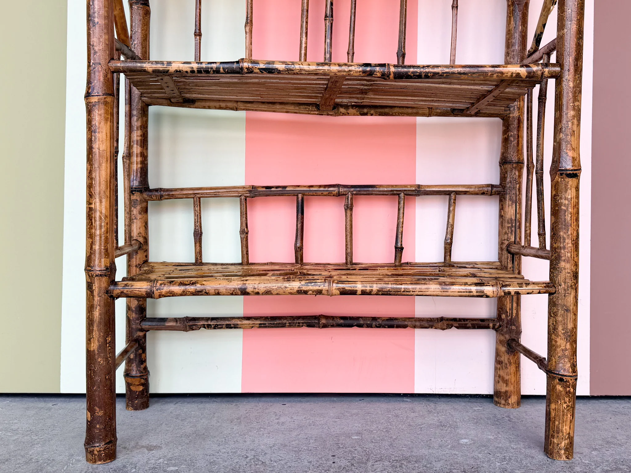 Petite Tortoiseshell Rattan Etagere - Image 4