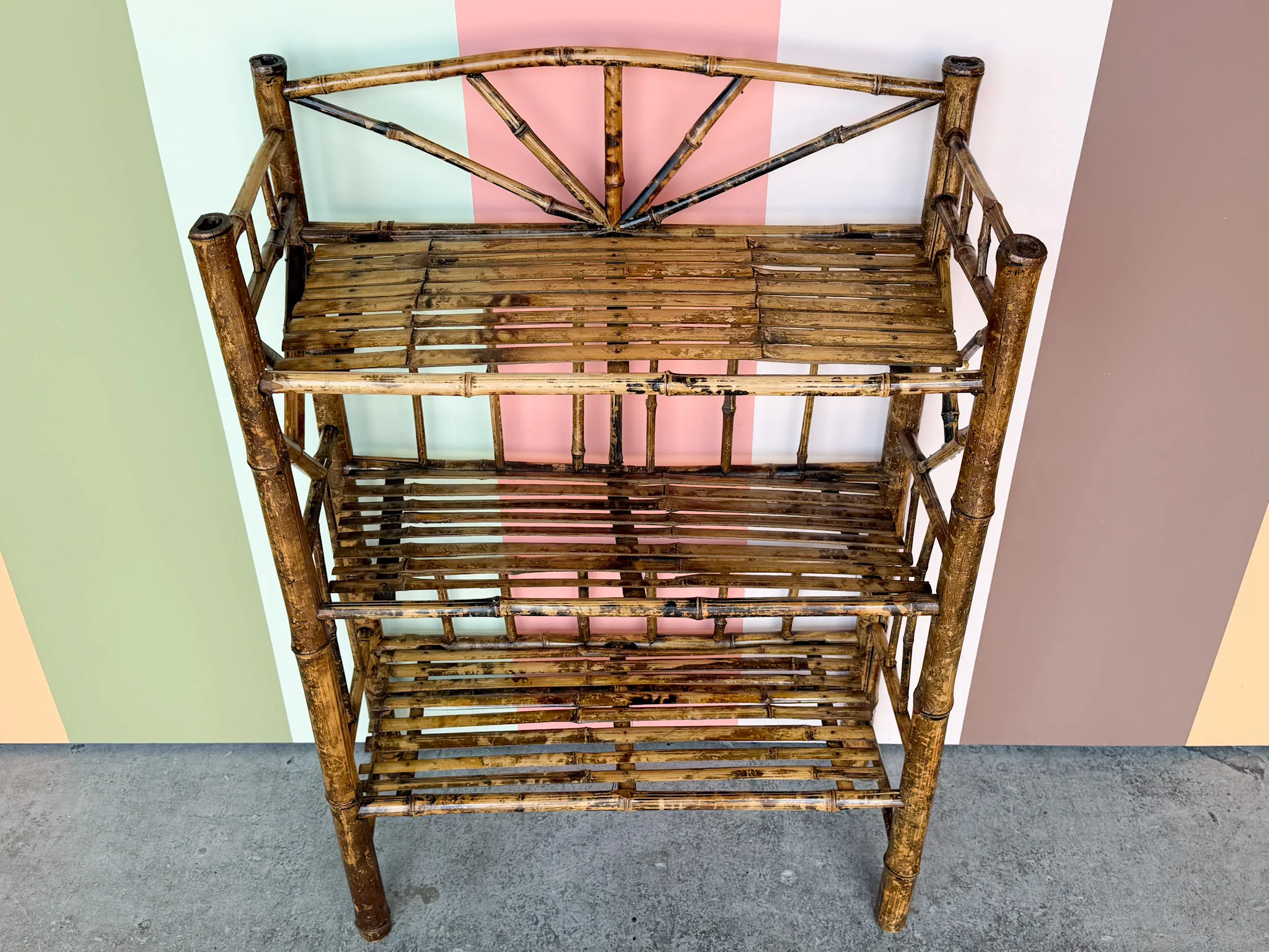 Petite Tortoiseshell Rattan Etagere - Image 6