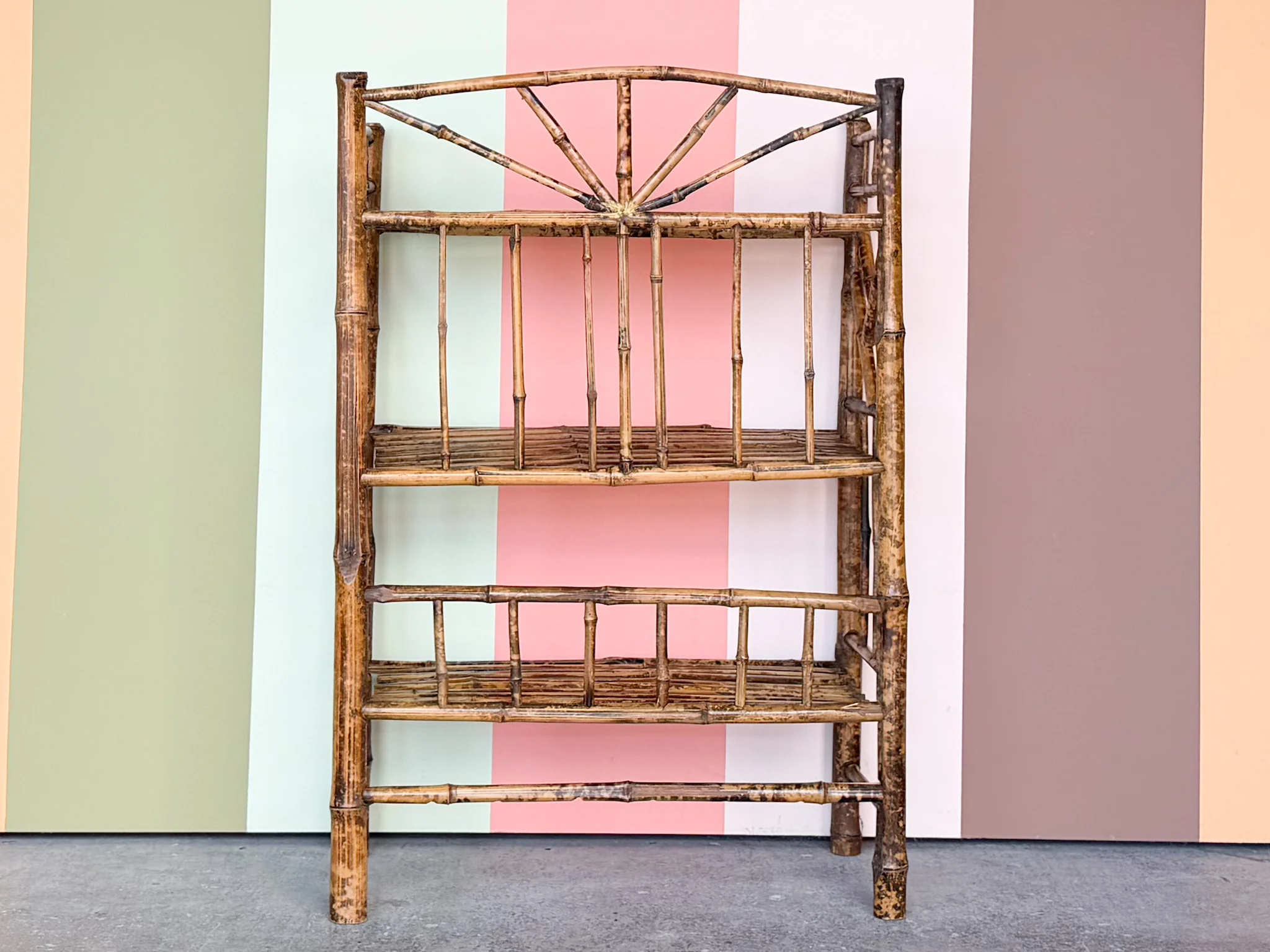 Petite Tortoiseshell Rattan Etagere - Image 8