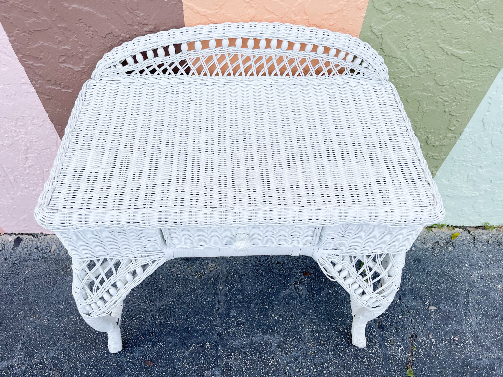 Warehouse Wednesday Sale: Petite Wicker Vanity and Stool - Image 3