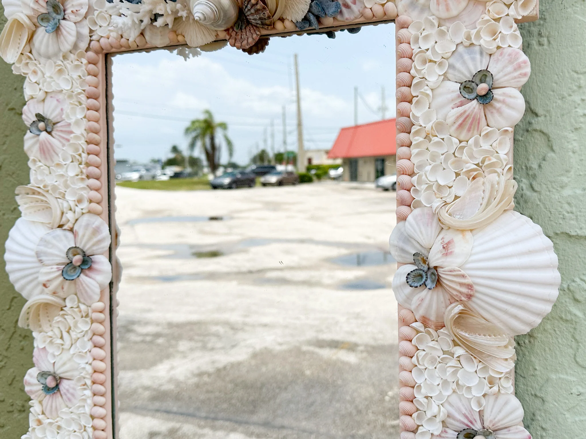 Beautiful Pink and Blue Shell Mirror - Image 3