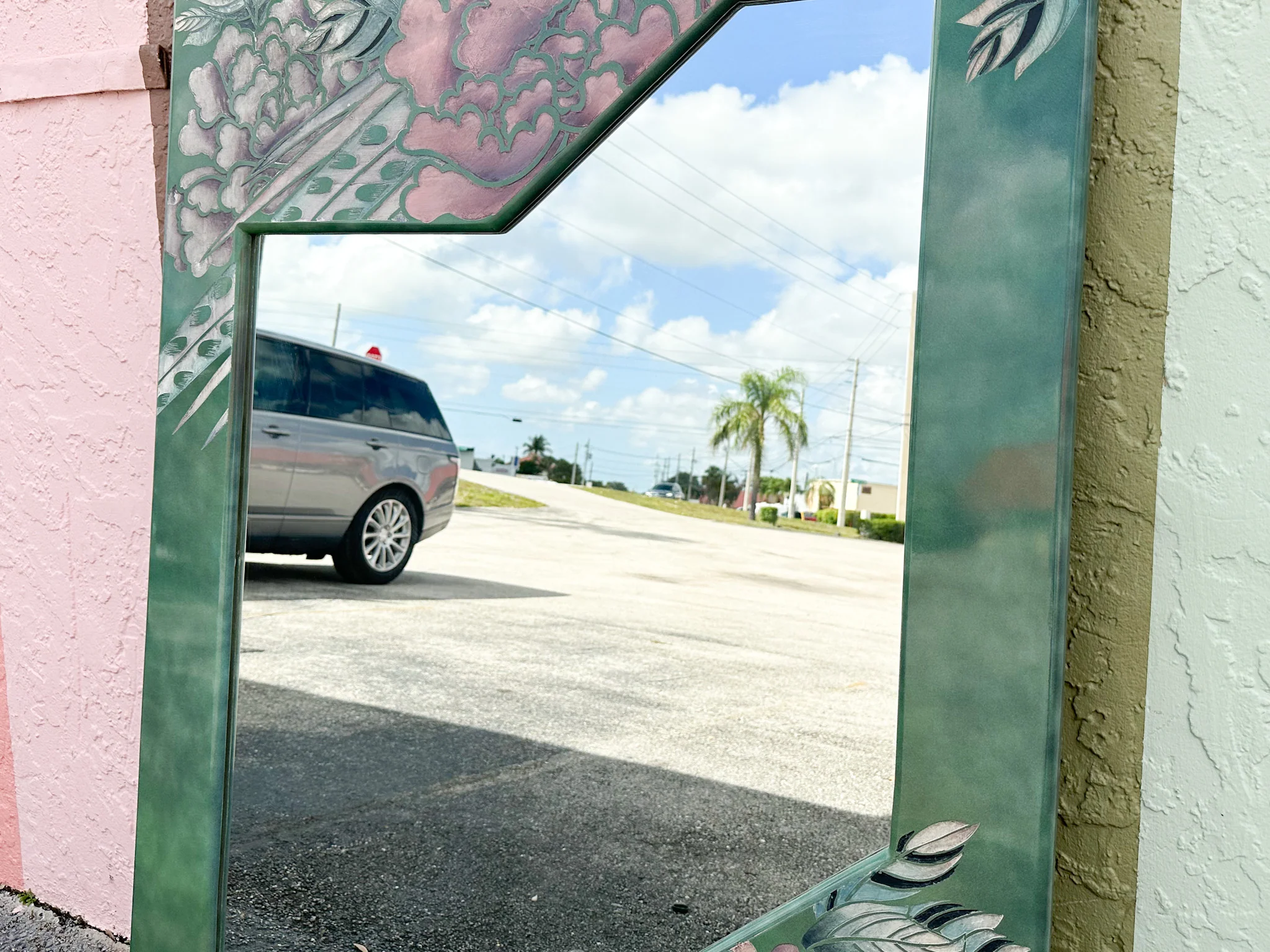 Pink and Green Lacquer Bird Mirror - Image 5