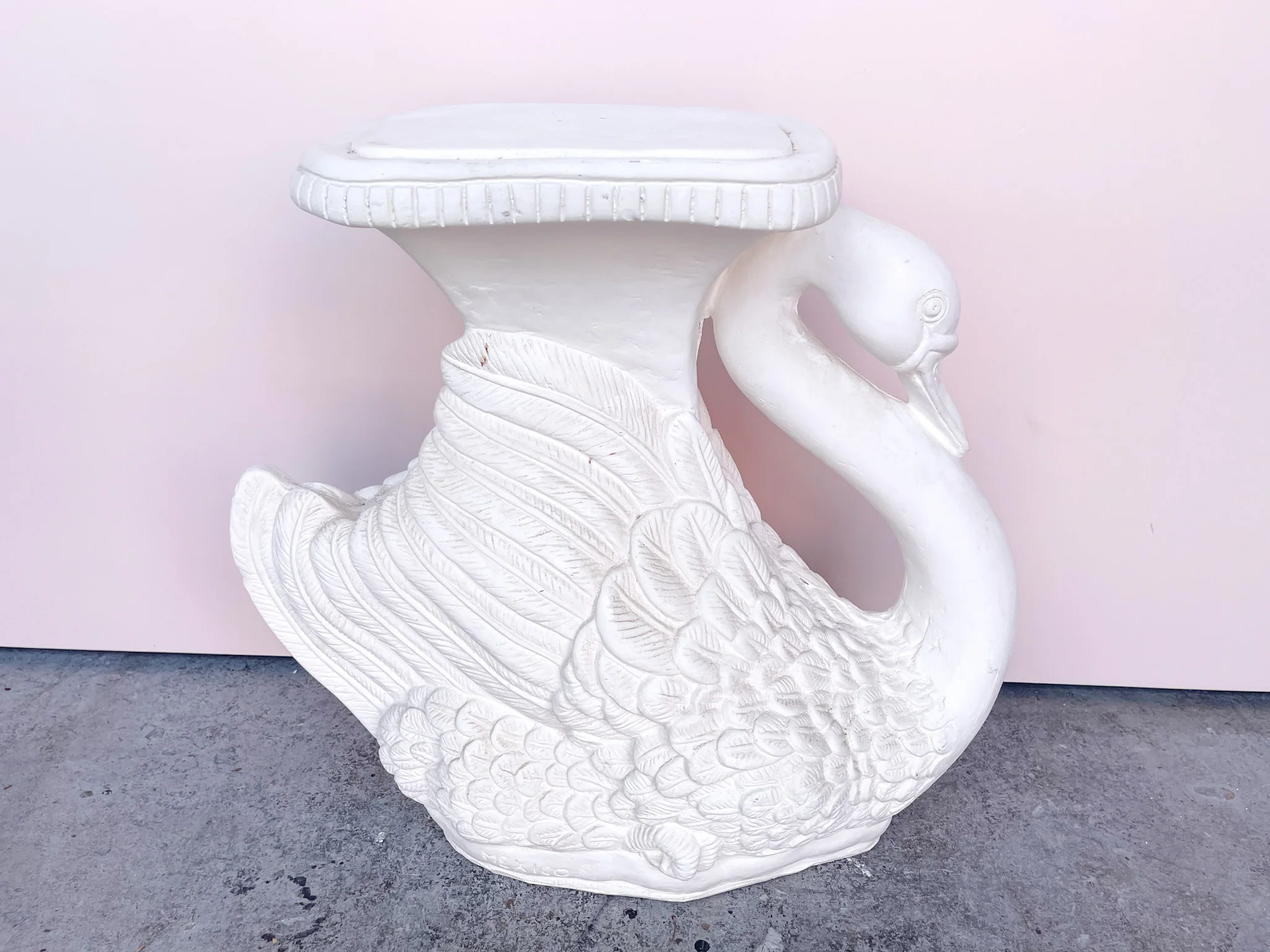 Plaster Swan Life Garden Stool - Image 4
