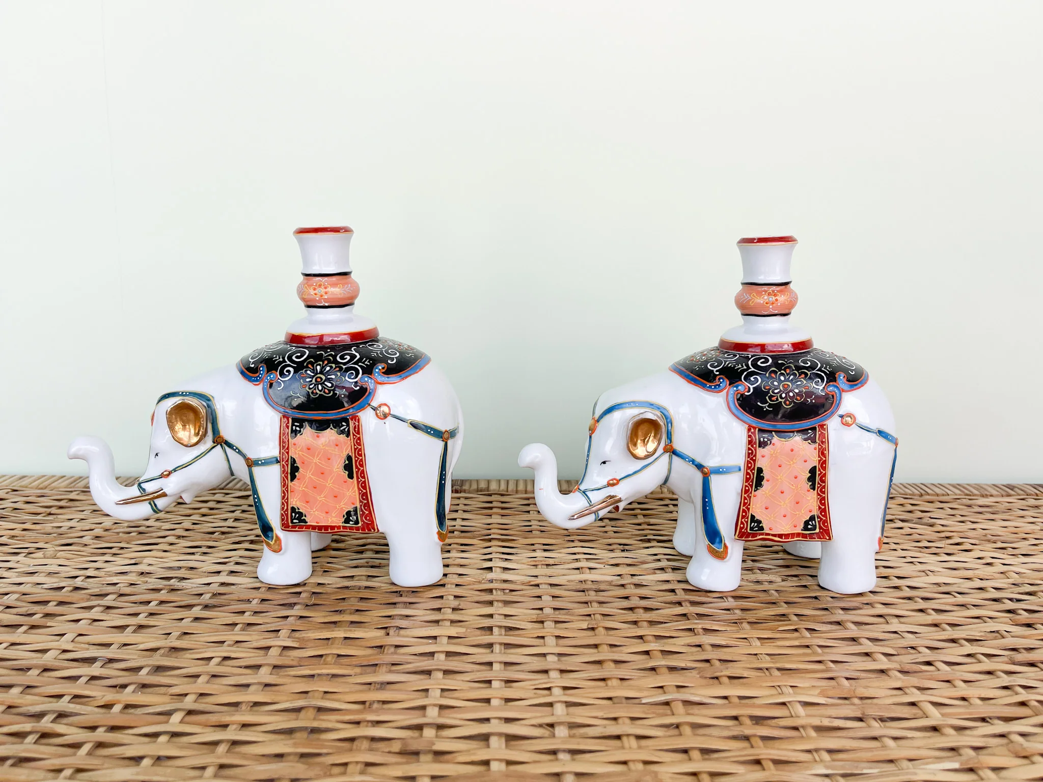 Warehouse Wednesday Sale: Pair of Porcelain Elephant Candle Holders