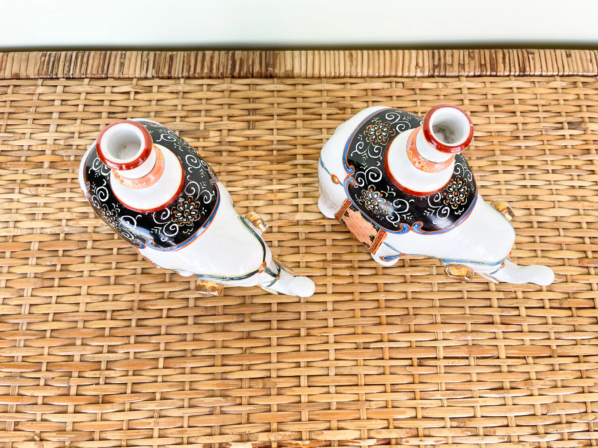 Warehouse Wednesday Sale: Pair of Porcelain Elephant Candle Holders - Image 5