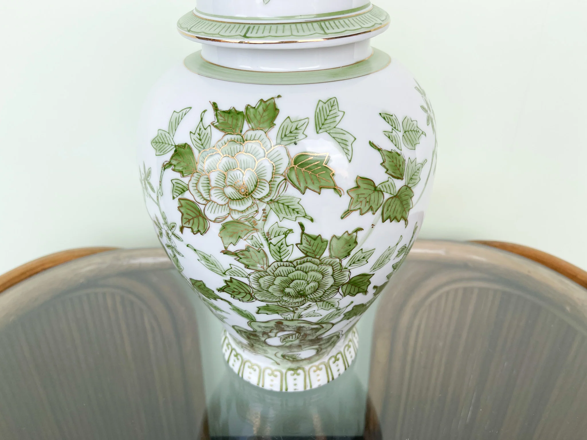 Pretty Green and Gold Ginger Jar - Image 4