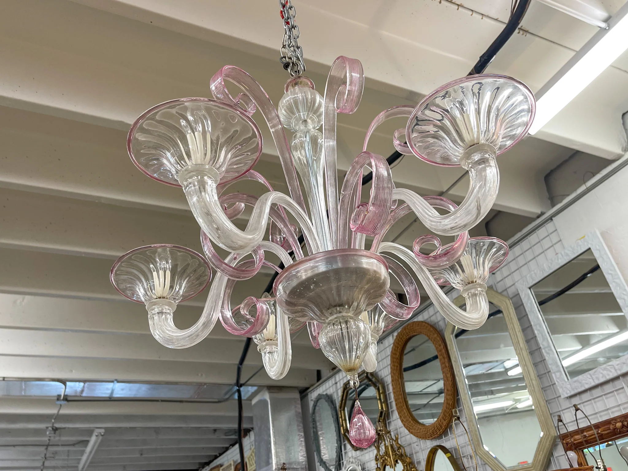 Pretty in Pink Murano Glass Chandelier - Image 3