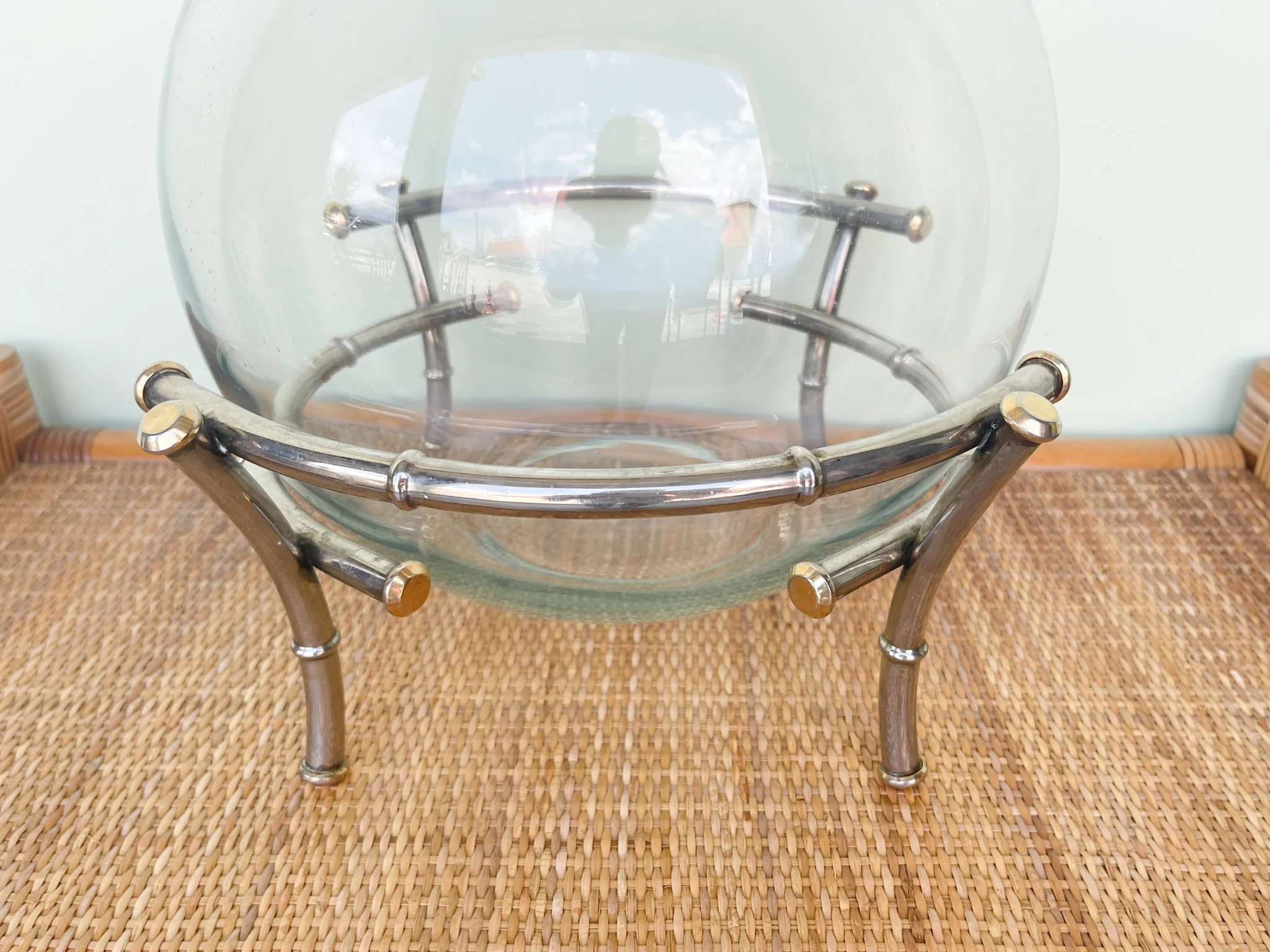 Faux Bamboo Silver Punch Bowl - Image 4